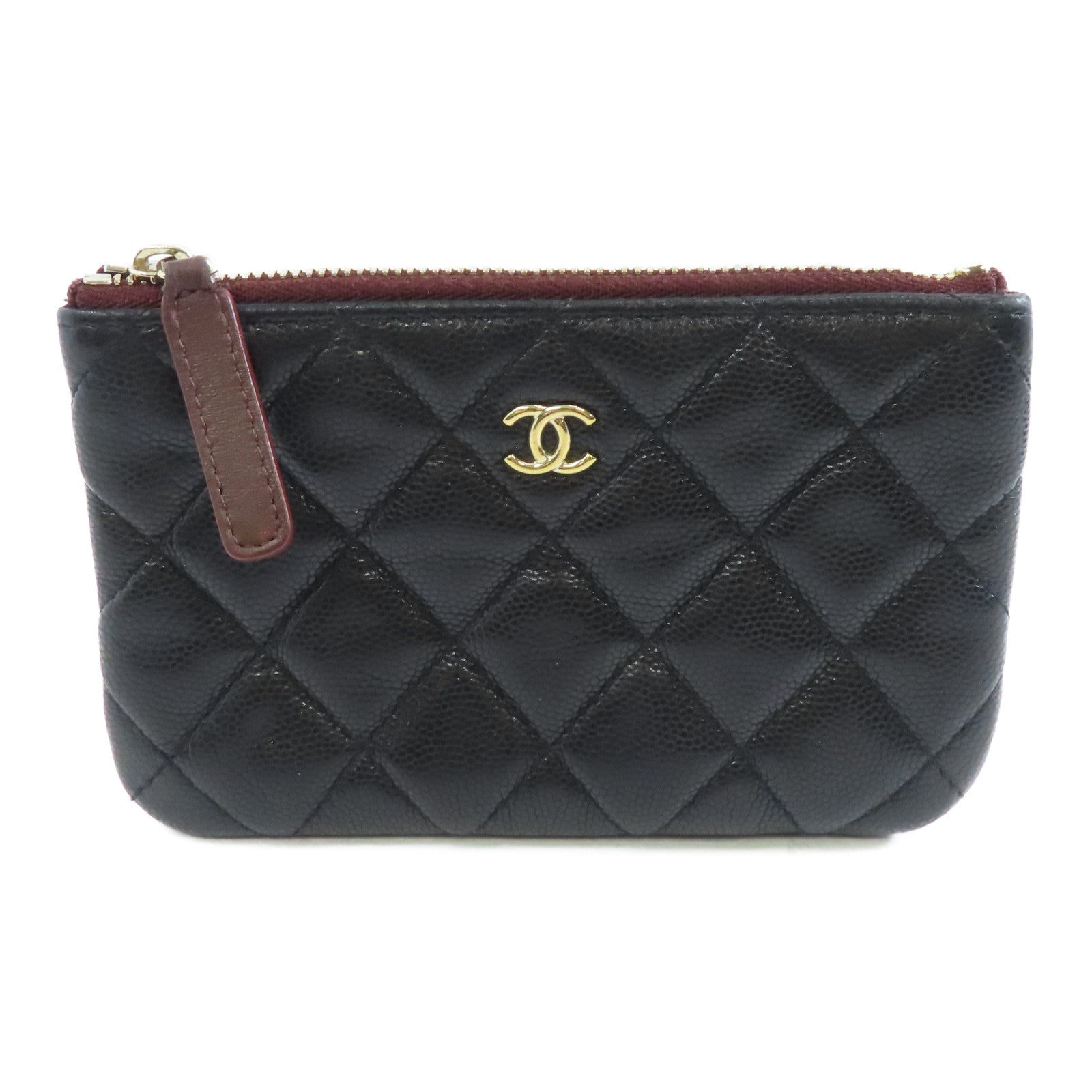 CHANEL 菱格Caviar皮革Clutch Bag金扣手拿包黑色