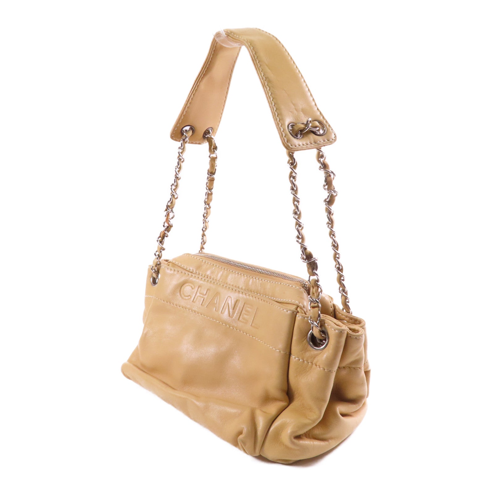 CHANEL 羊皮皮革Vintage Shoulder Bag銀扣肩背袋