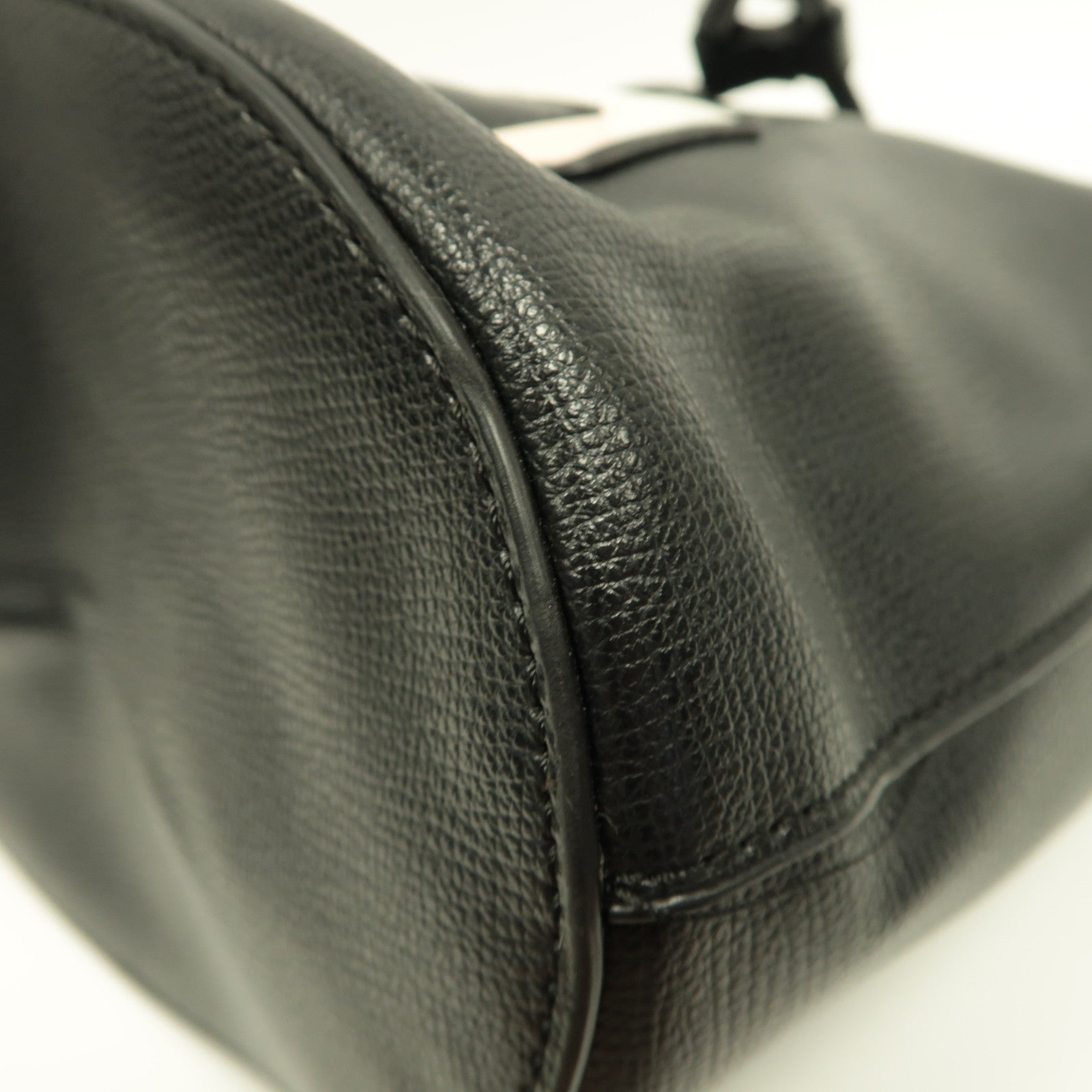 SELECTION 牛皮皮革2 Way Shoulder Bag銀扣手挽肩背兩用袋黑色