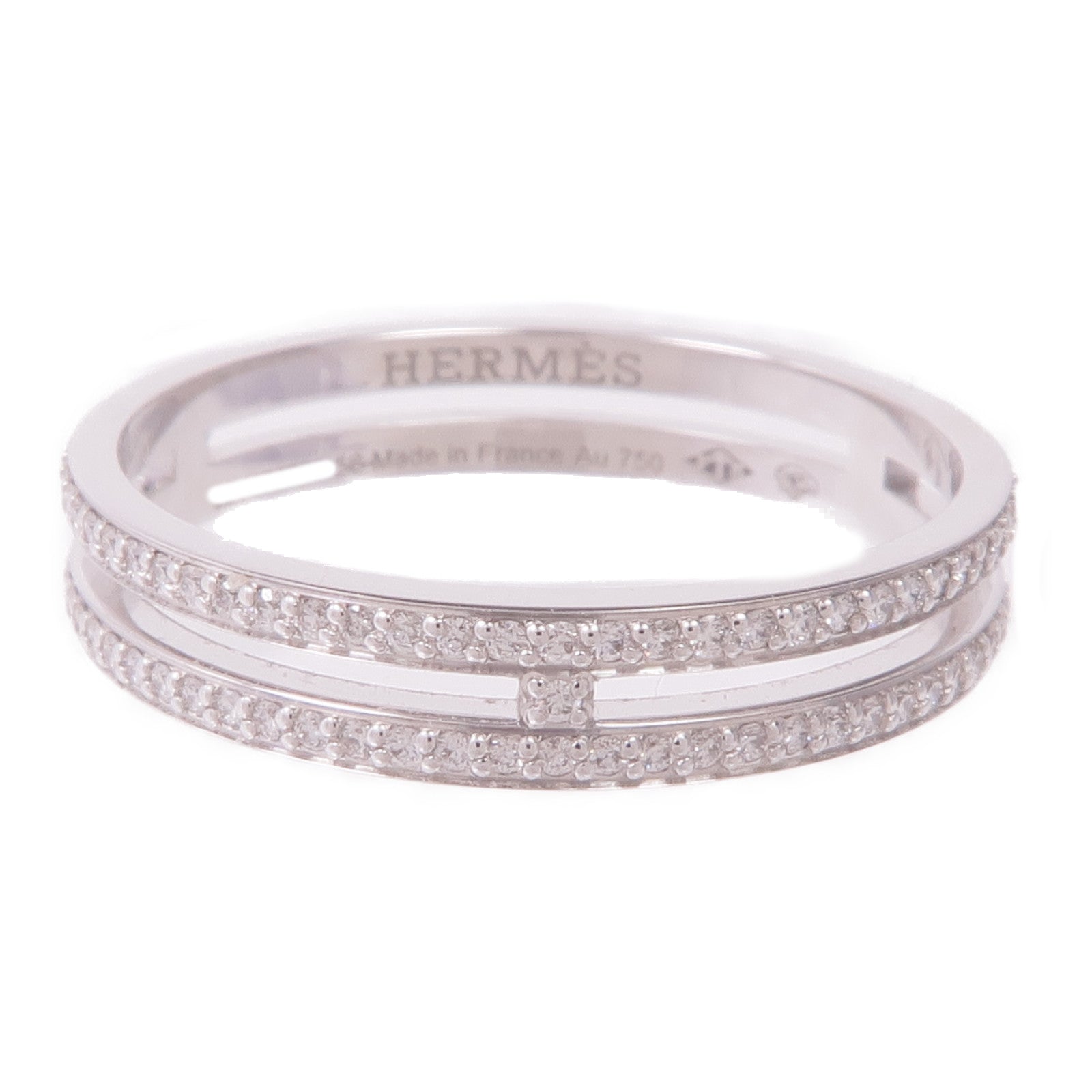 HERMES 18K白金Ariane Wedding Band鑽石戒指Hermes#56/US#7.5