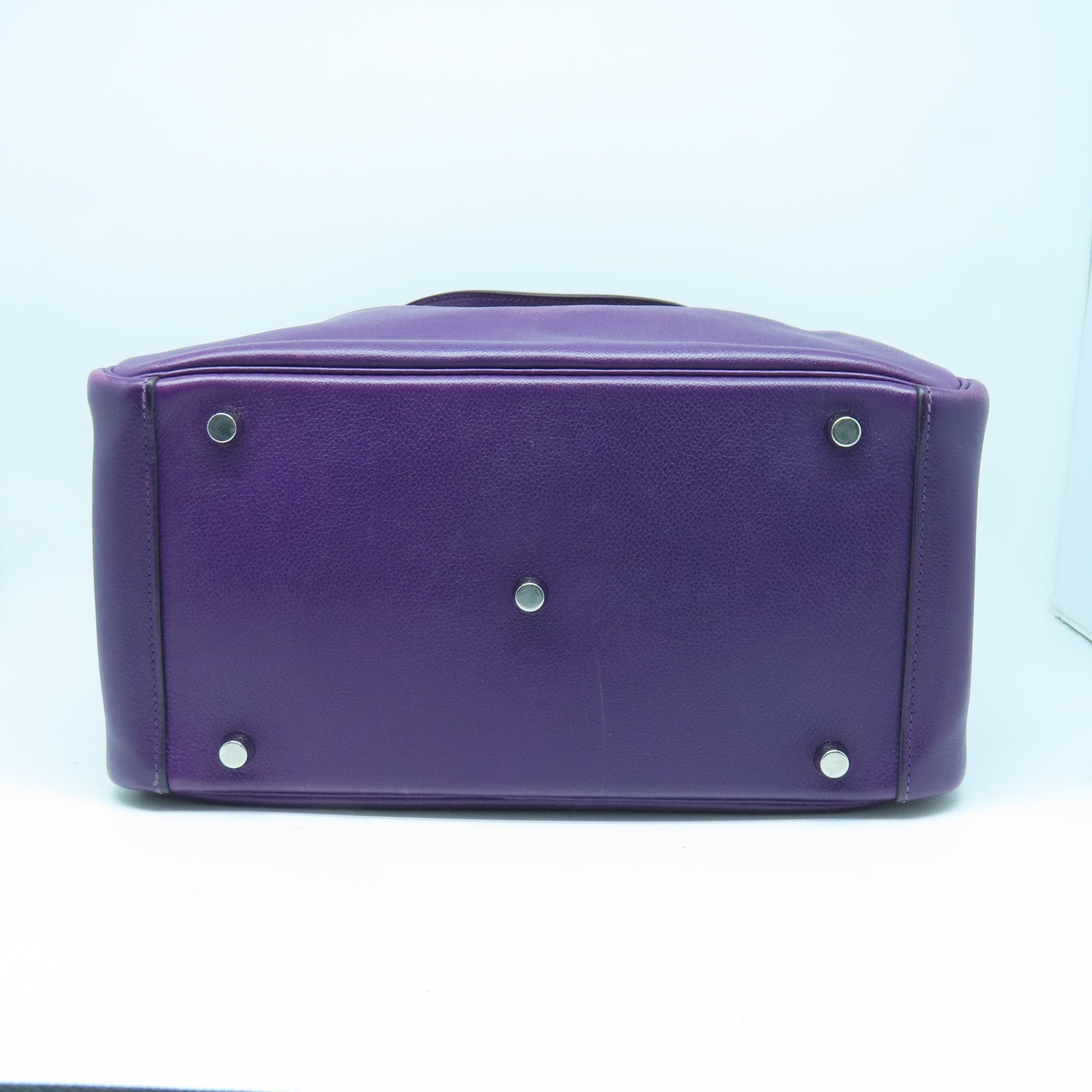 HERMES Evercolor Leather Lindy 30 Silver Buckle Handle Shoulder Backpack Alligator Purple