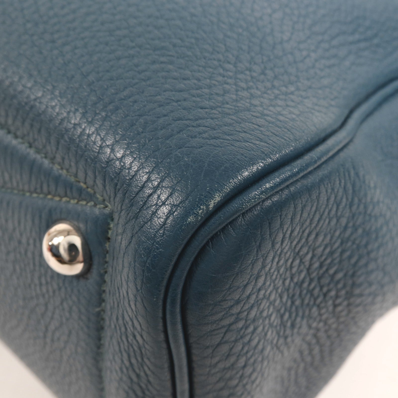 HERMES Clemence皮革Victoria 35銀扣手挽袋Cobalt
