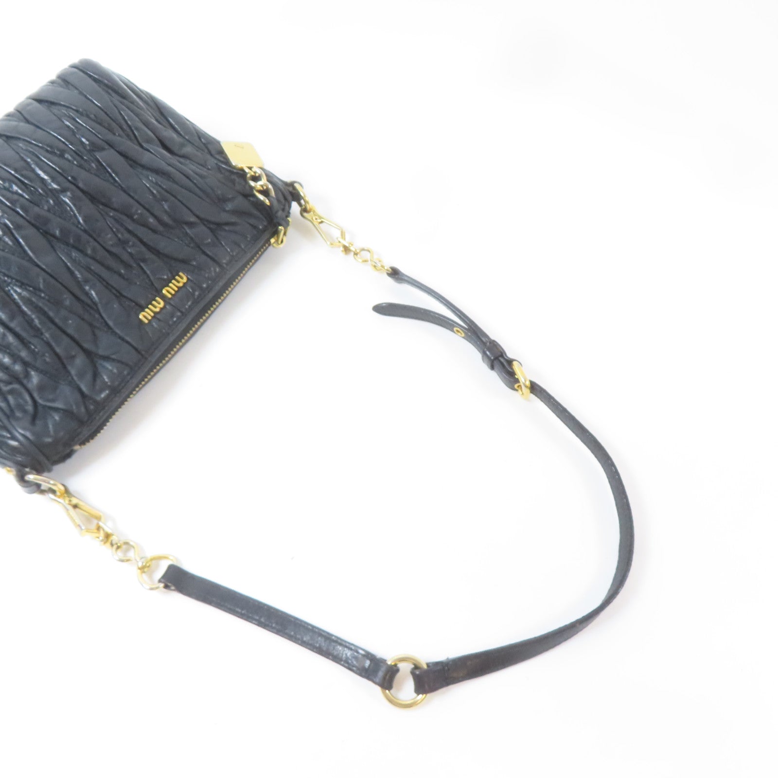 Miu Miu 羊皮皮革Shoulder Bag金扣肩背袋黑色