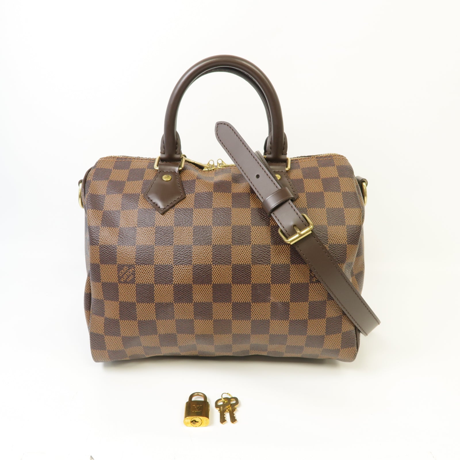 LOUIS VUITTON 【激減優惠】Damier Speedy Bandouliere 25金扣手挽肩背兩用袋啡色