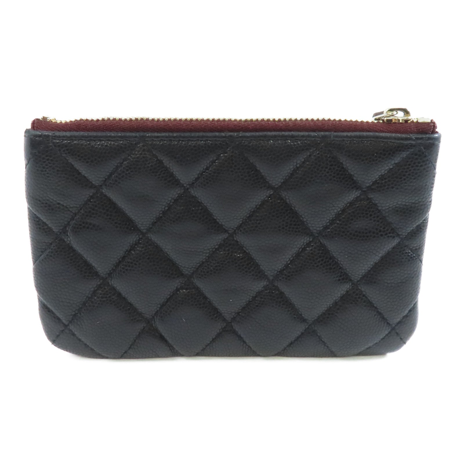 CHANEL 菱格Caviar皮革Clutch Bag金扣手拿包黑色