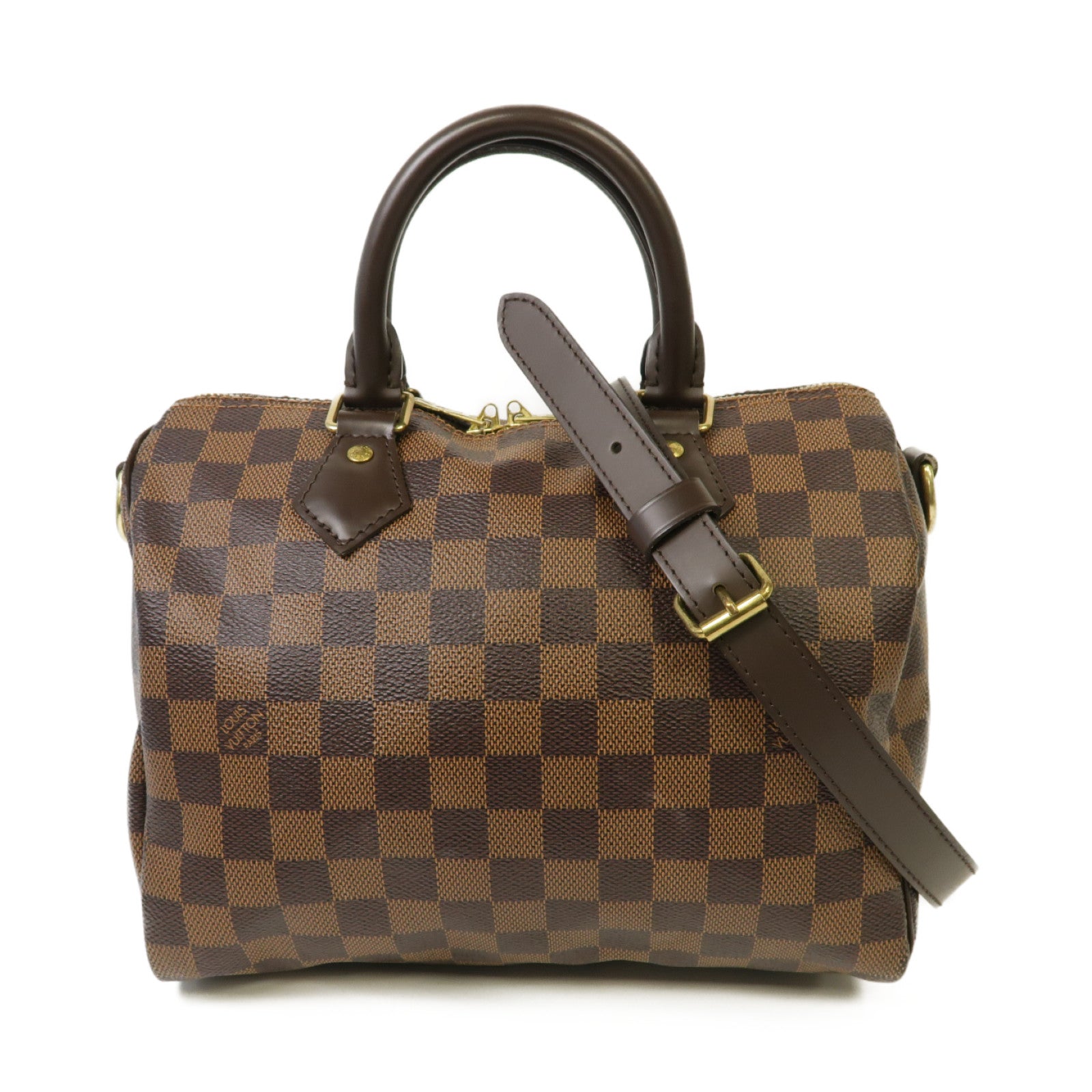 LOUIS VUITTON 【激減優惠】Damier Speedy Bandouliere 25金扣手挽肩背兩用袋啡色