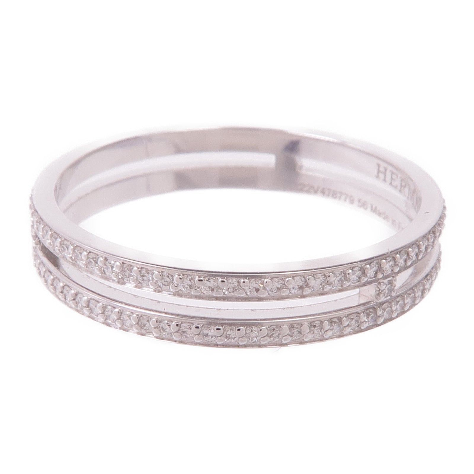 HERMES 18K白金Ariane Wedding Band鑽石戒指Hermes#56/US#7.5