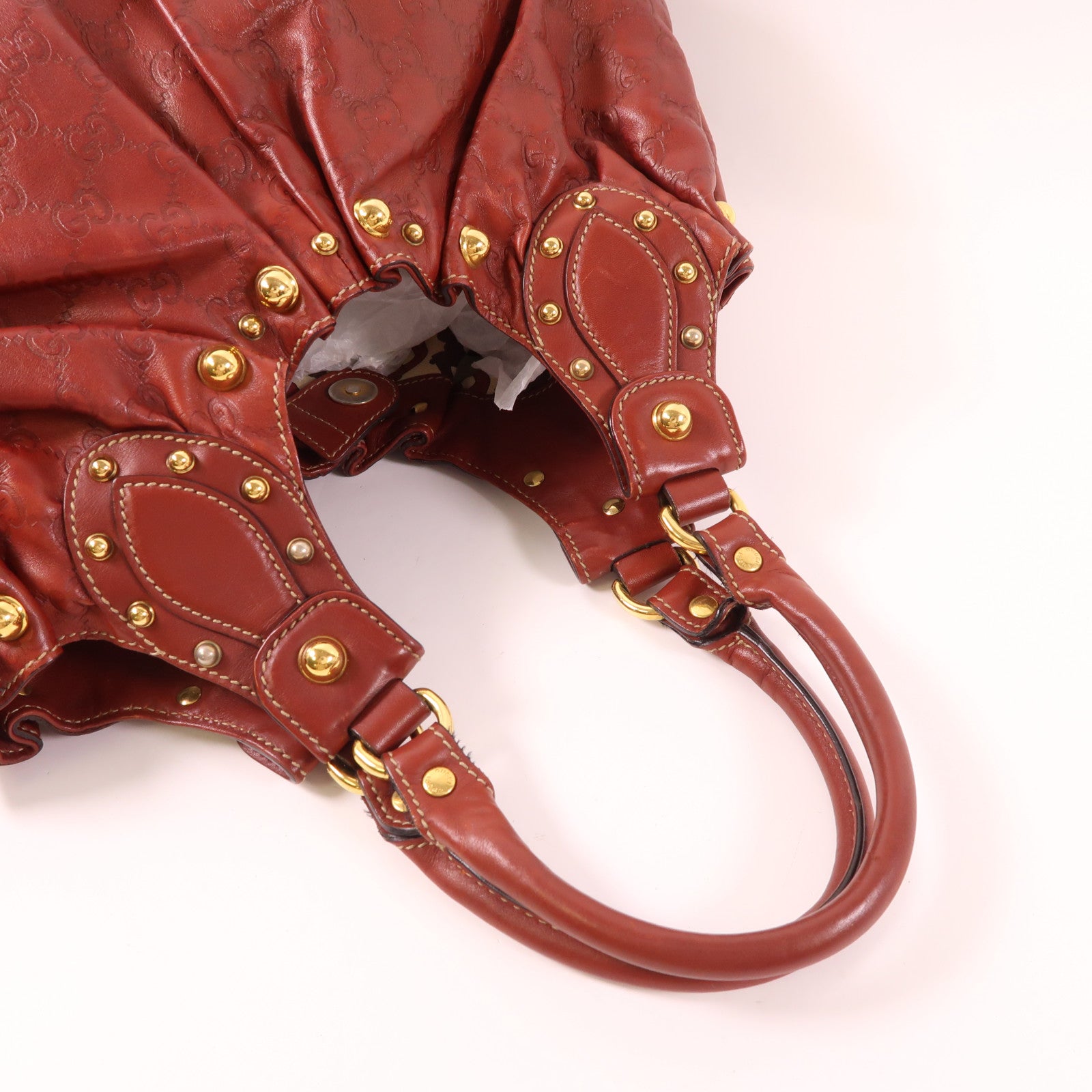 GUCCI 牛皮皮革Handbag金扣手挽袋