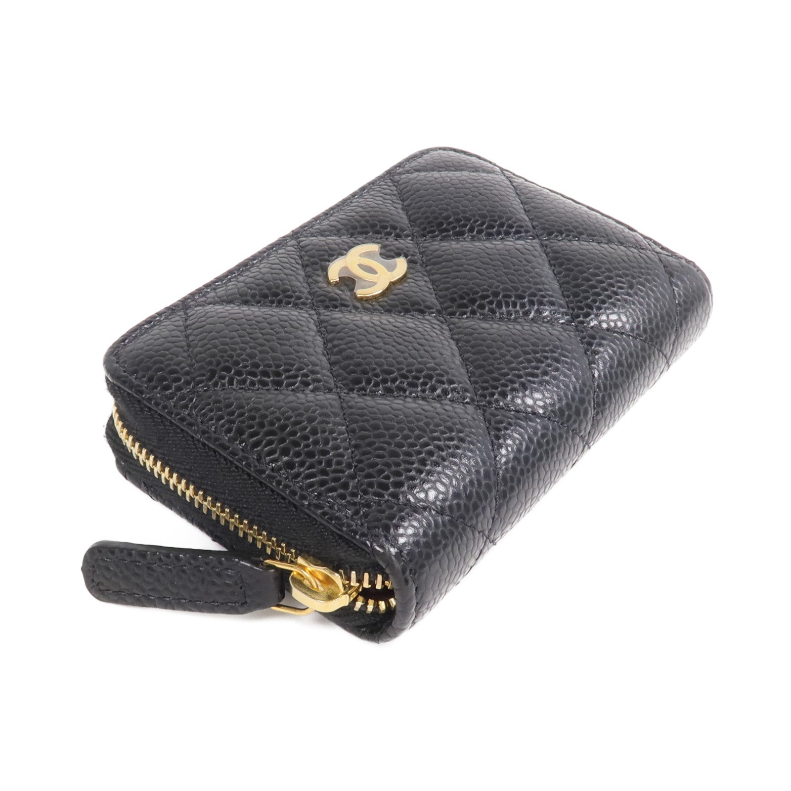 CHANEL 牛皮皮革Card Case/Coin Case金扣拉鏈卡片套/零錢包