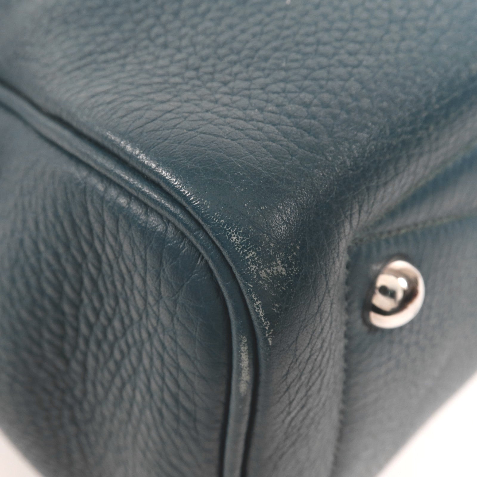 HERMES Clemence皮革Victoria 35銀扣手挽袋Cobalt