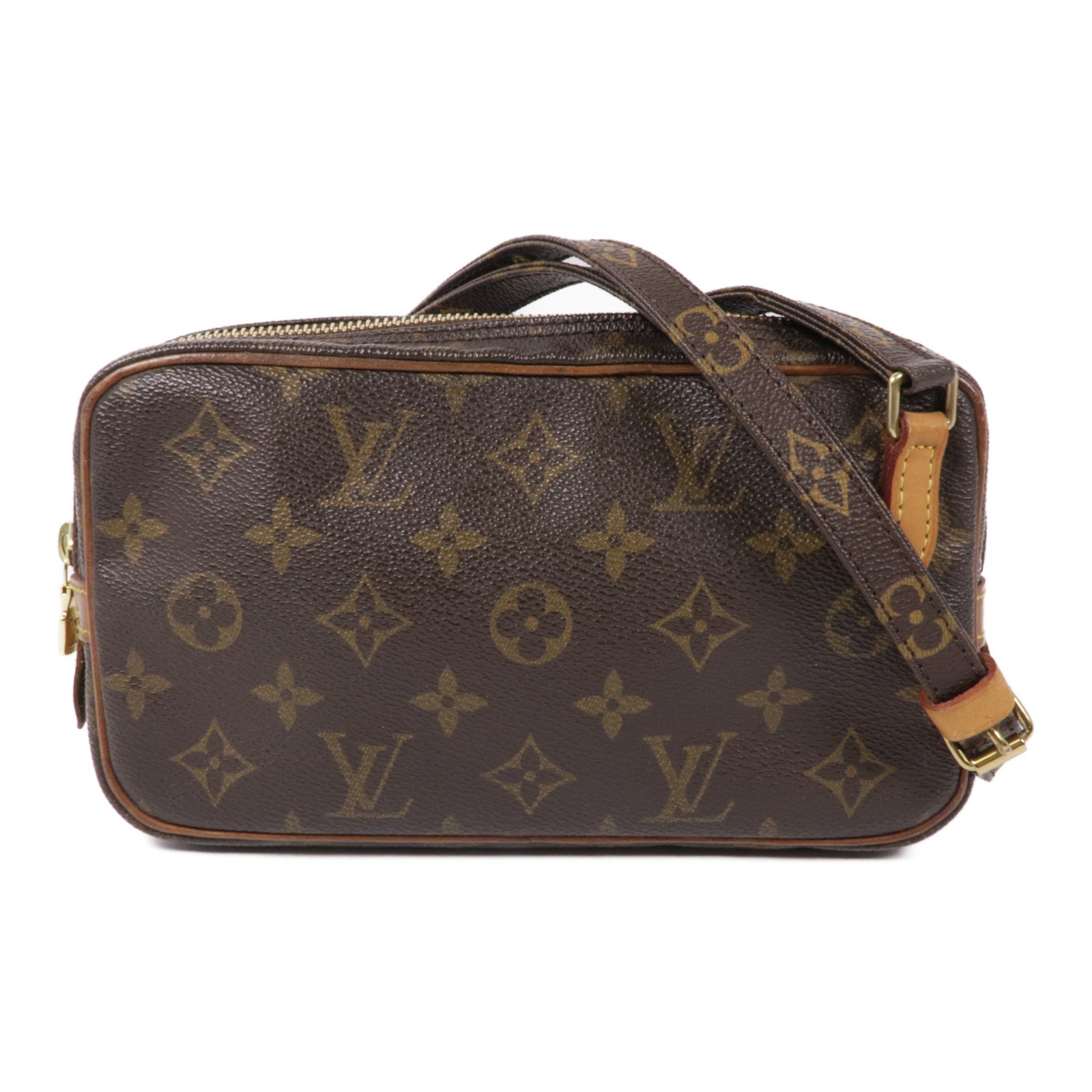 LOUIS VUITTON Monogram Marly Bandouliere金扣肩背袋棕色