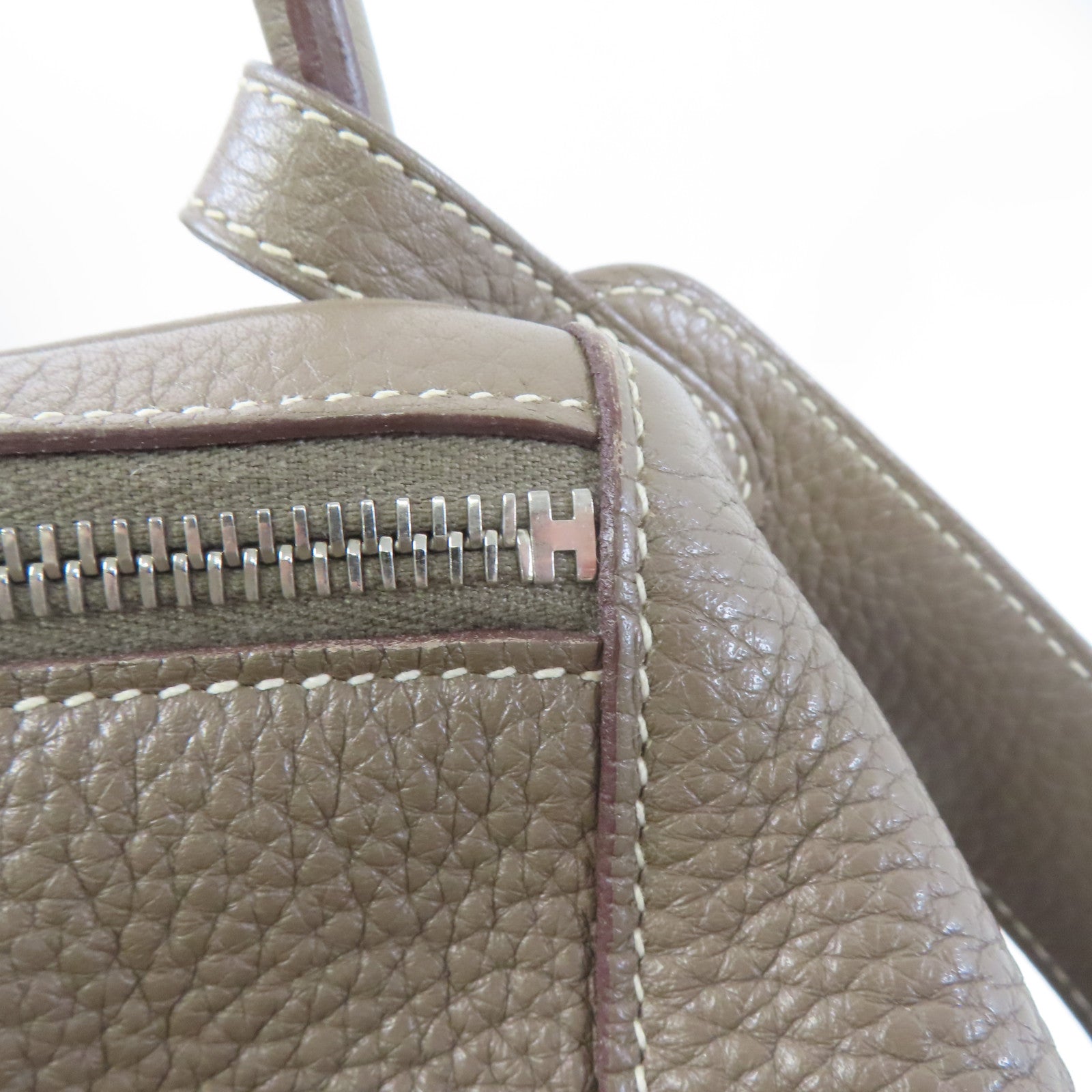HERMES 【激減優惠】Clemence皮革Lindy 30銀扣肩背袋大象灰色
