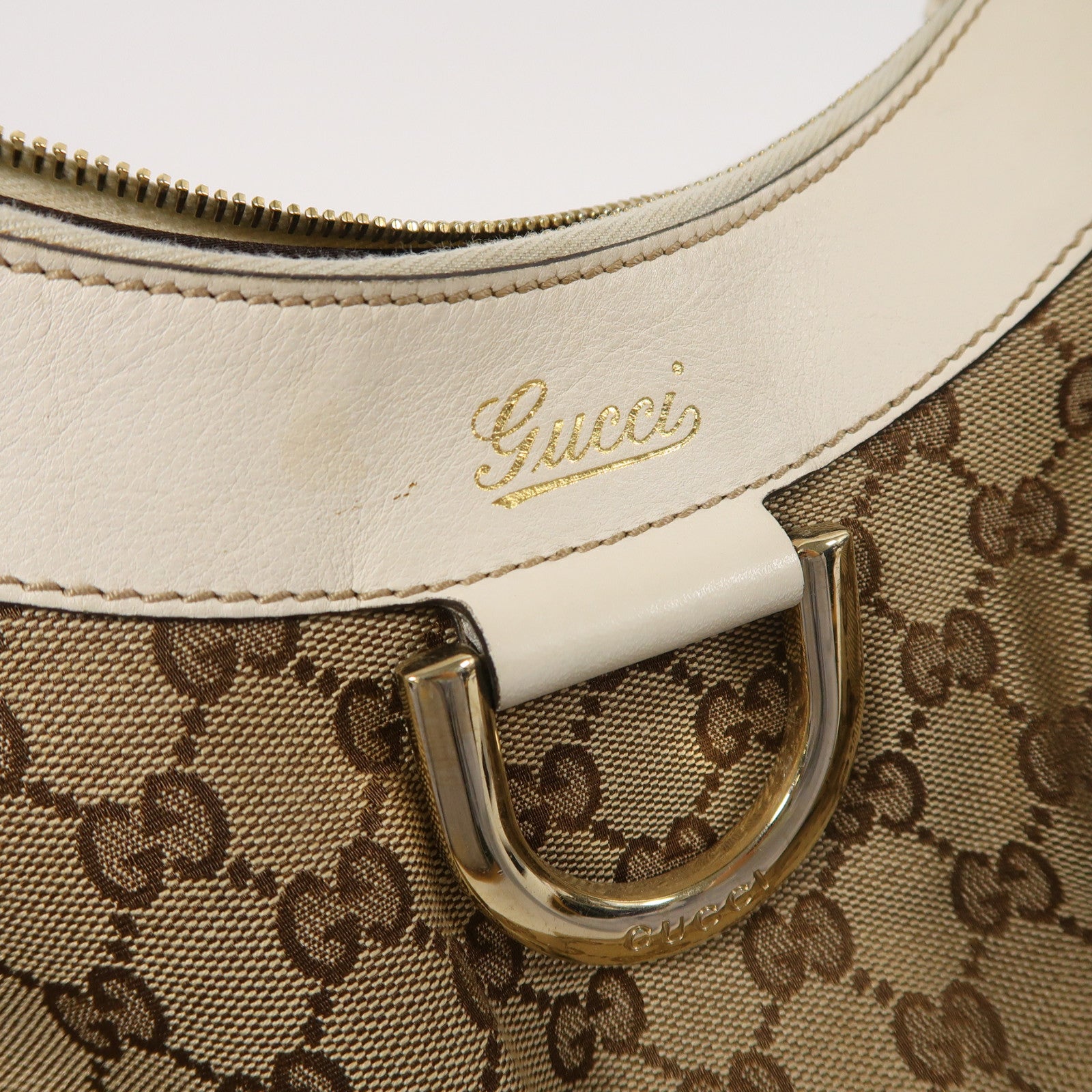 GUCCI 帆布Shoulder Bag金扣肩背袋棕色/米色