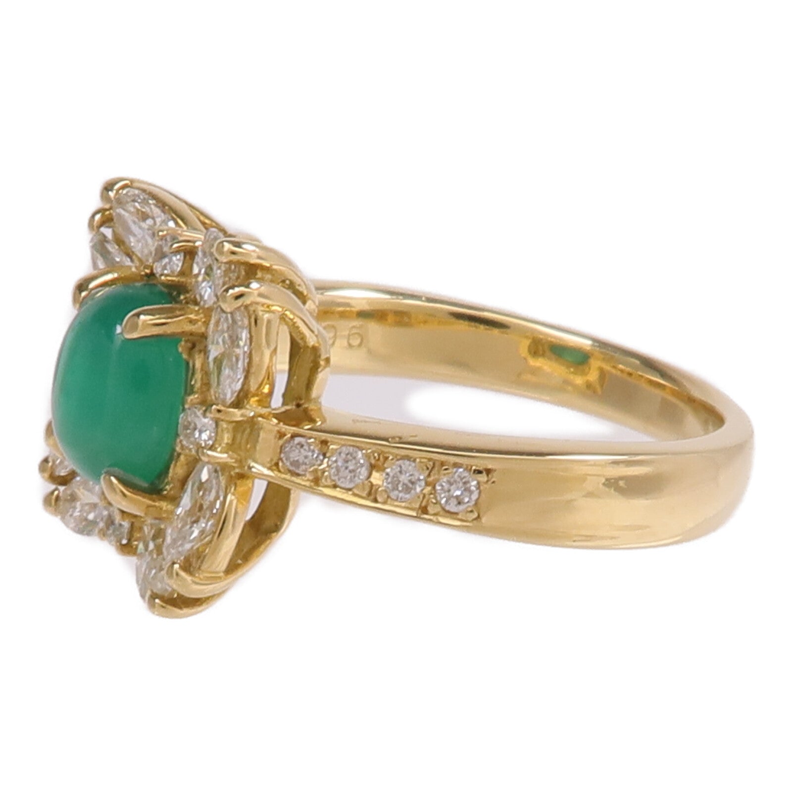 JEWELRY 18K黃金Emerald Diamond Ring綠寶石/鑽石戒指