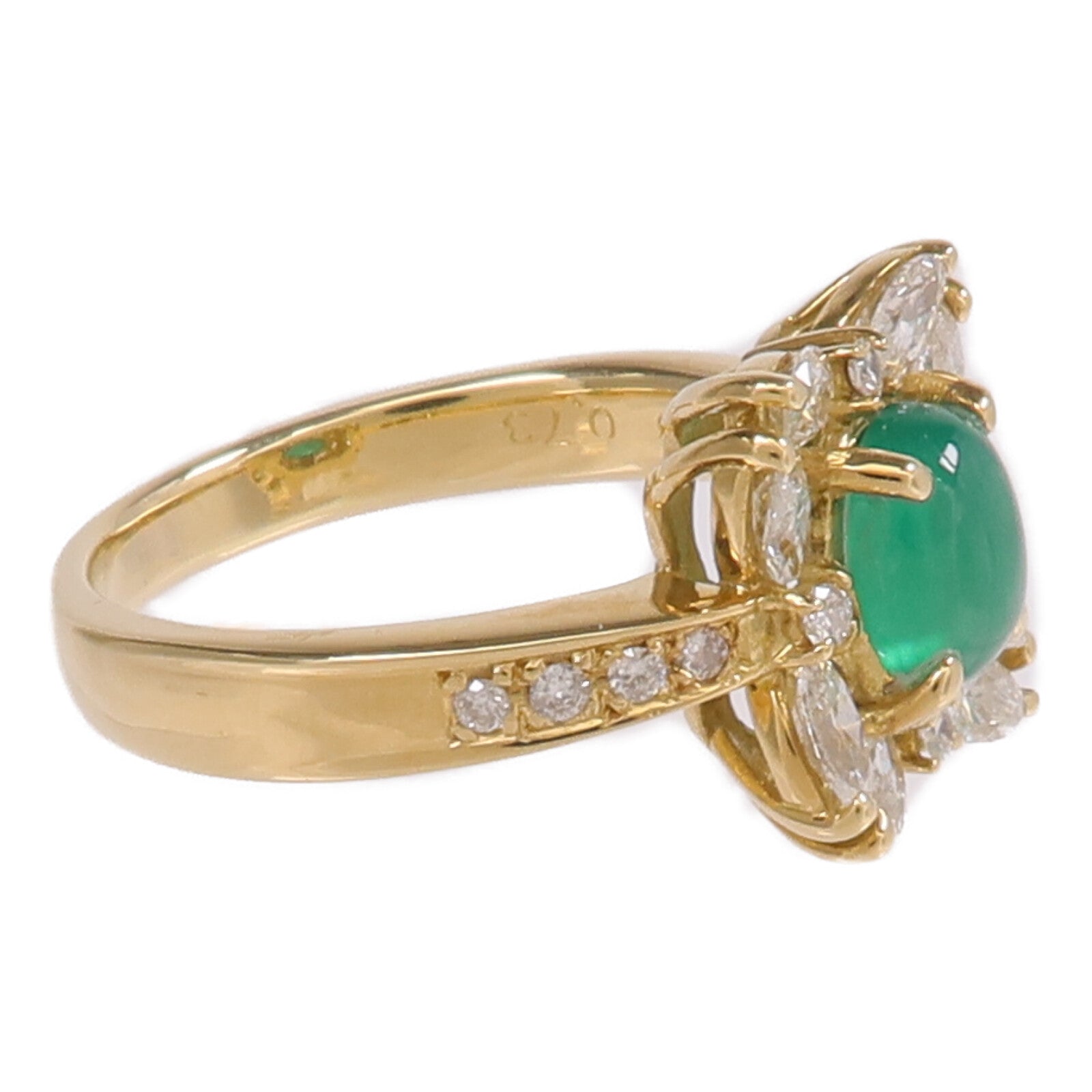 JEWELRY 18K黃金Emerald Diamond Ring綠寶石/鑽石戒指