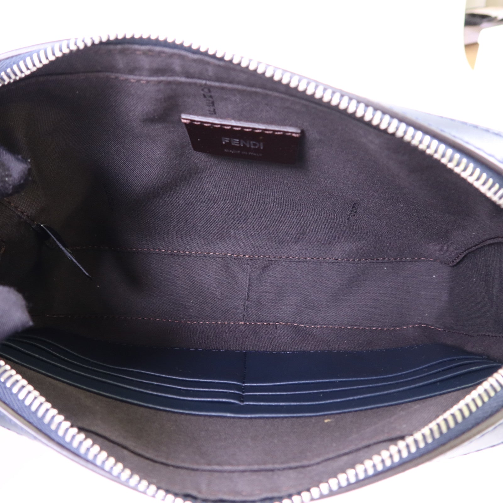 FENDI 帆布/牛皮皮革Diagonal Camera Case銀扣肩背袋