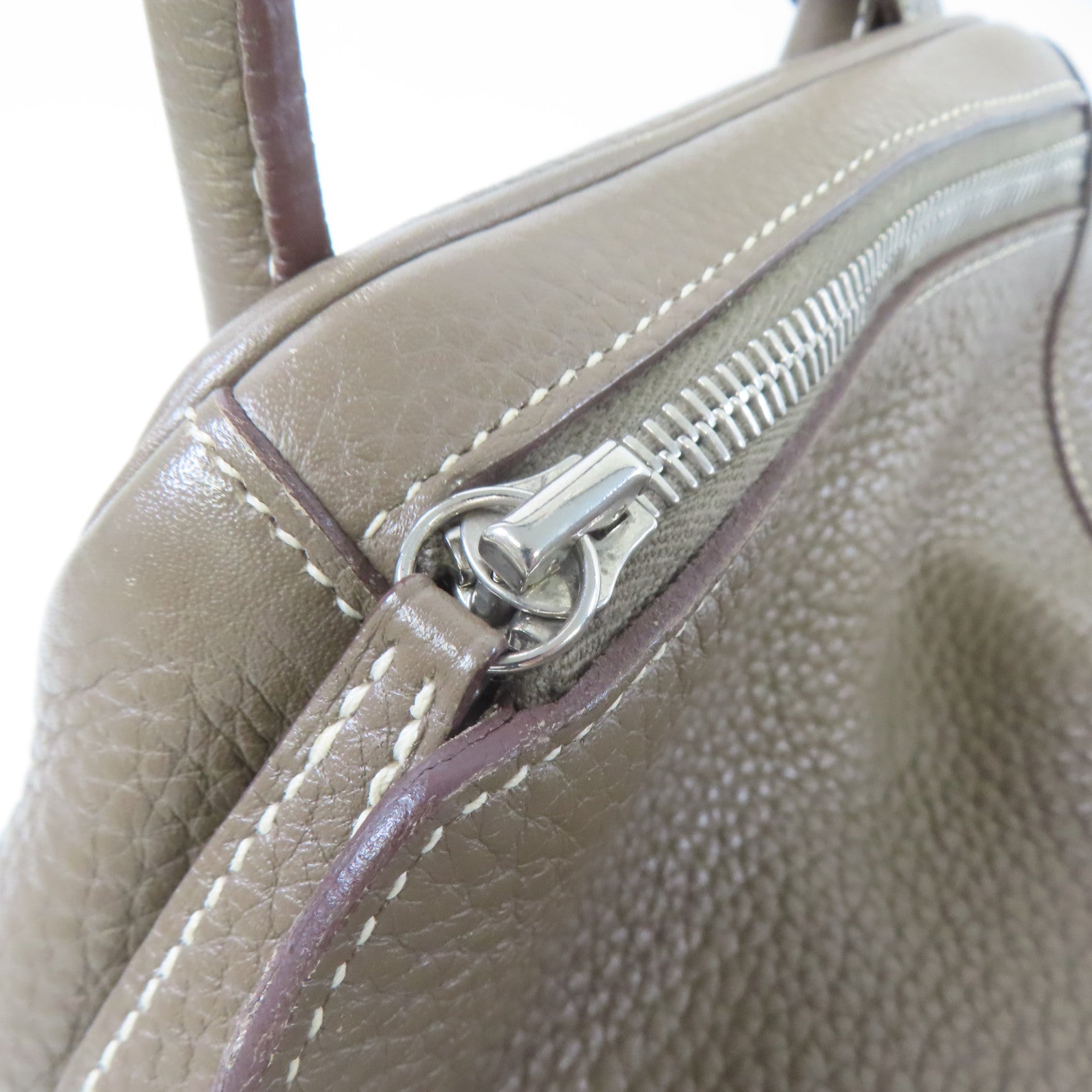 HERMES 【激減優惠】Clemence皮革Lindy 30銀扣肩背袋大象灰色