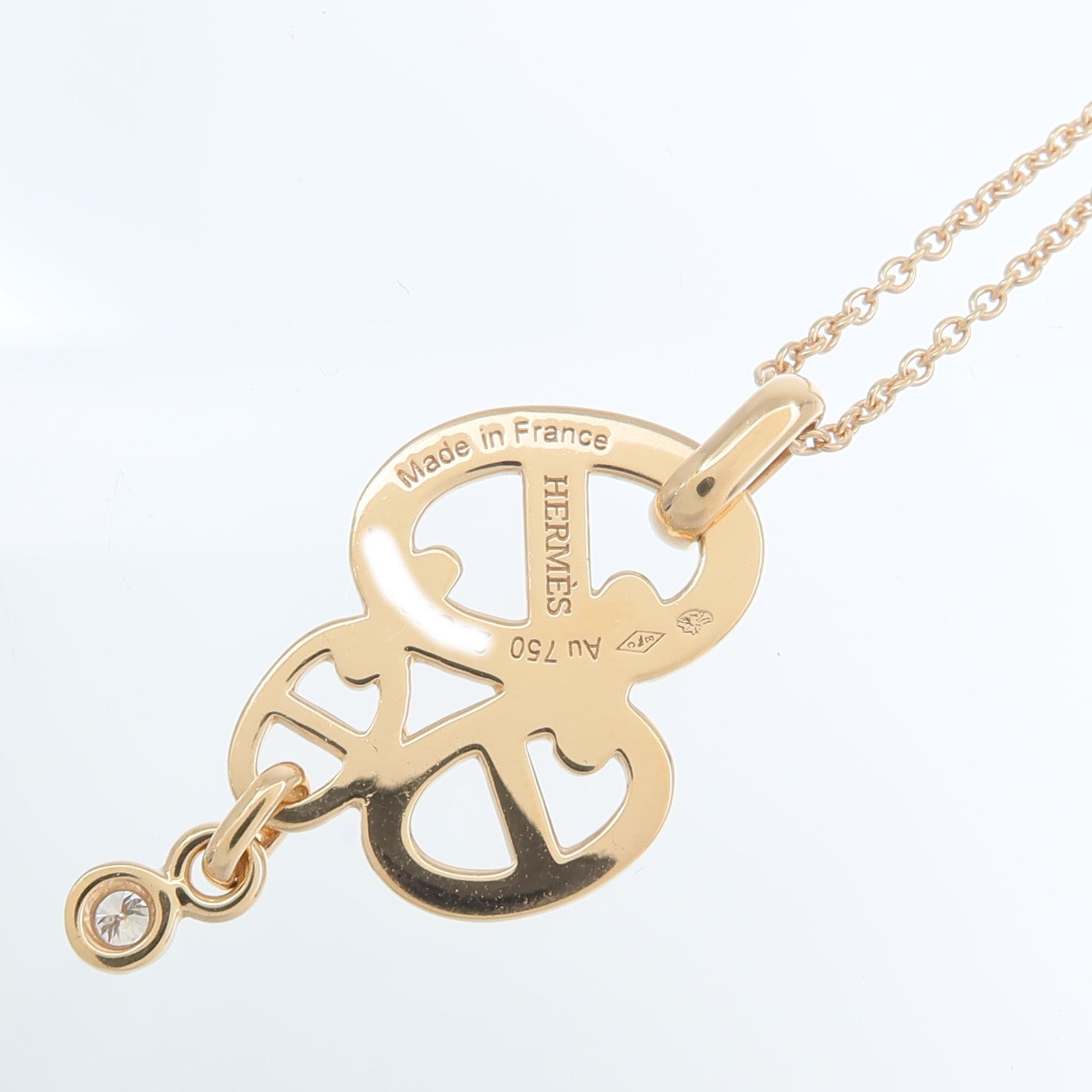 HERMES 18K玫瑰金Chaine d Ancre Chaos鑽石項鍊