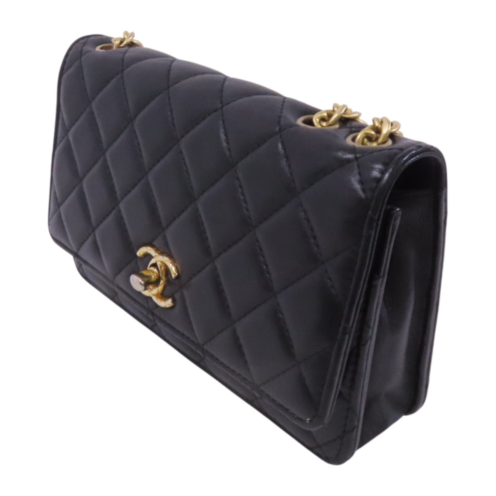 CHANEL 【激減優惠】羊皮皮革WOC Wallet On Chain金扣鏈帶肩背袋