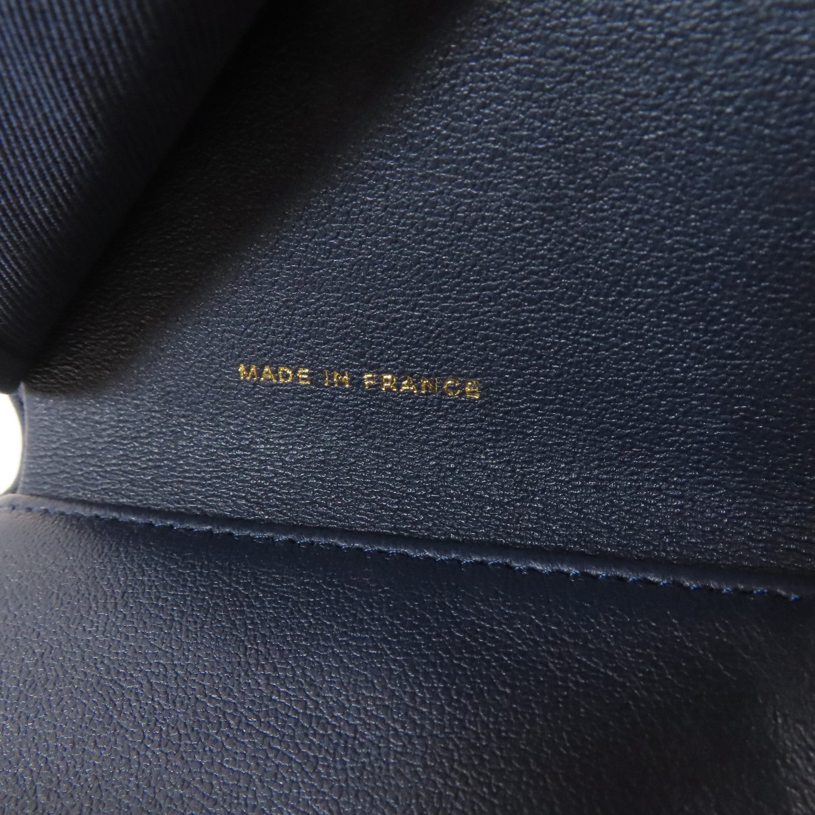 CHANEL 菱格羊皮皮革Wallet金扣啪鈕錢包藍色