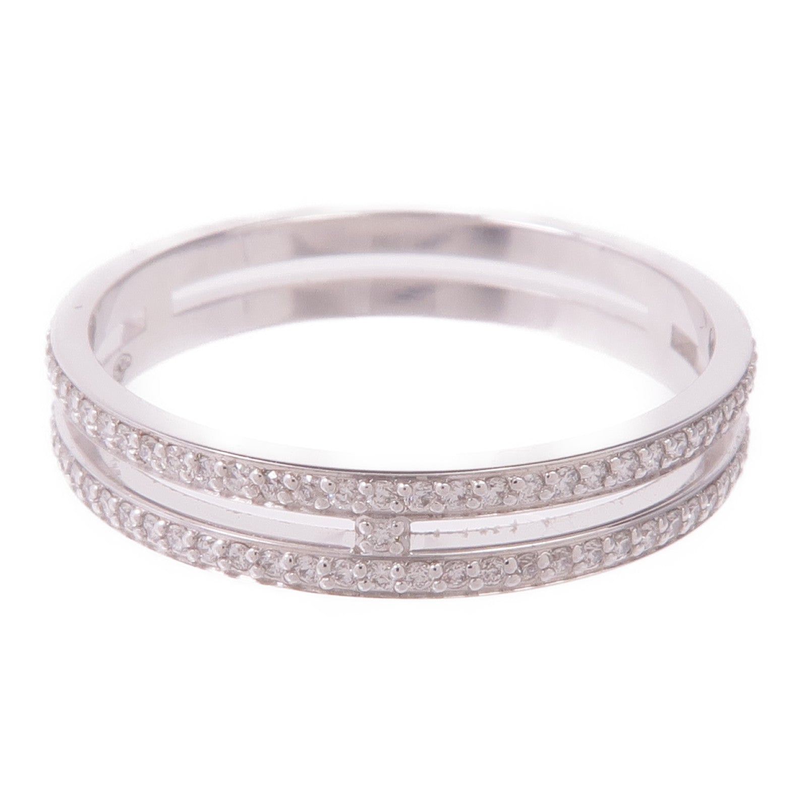 HERMES 18K白金Ariane Wedding Band鑽石戒指Hermes#56/US#7.5