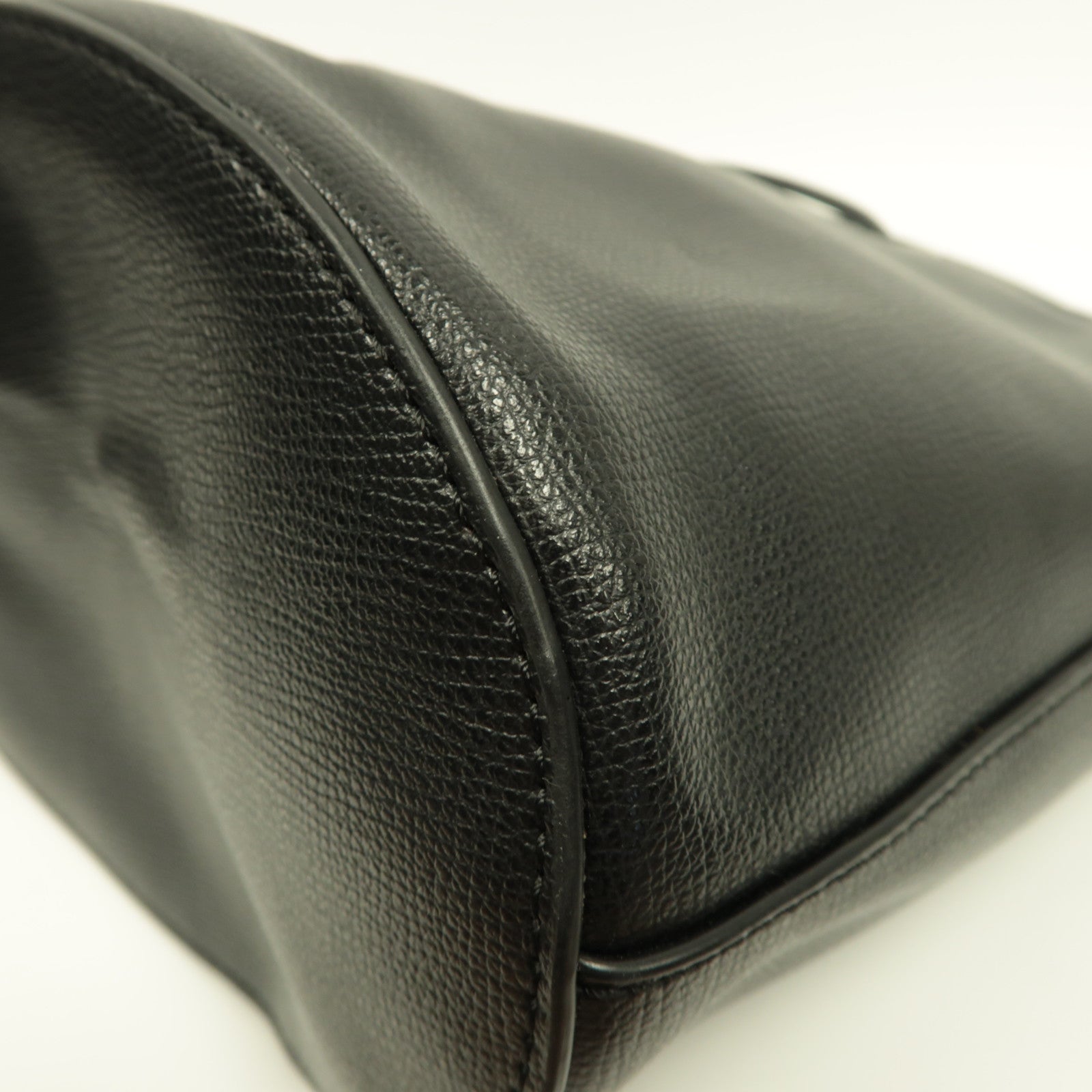 SELECTION 牛皮皮革2 Way Shoulder Bag銀扣手挽肩背兩用袋黑色