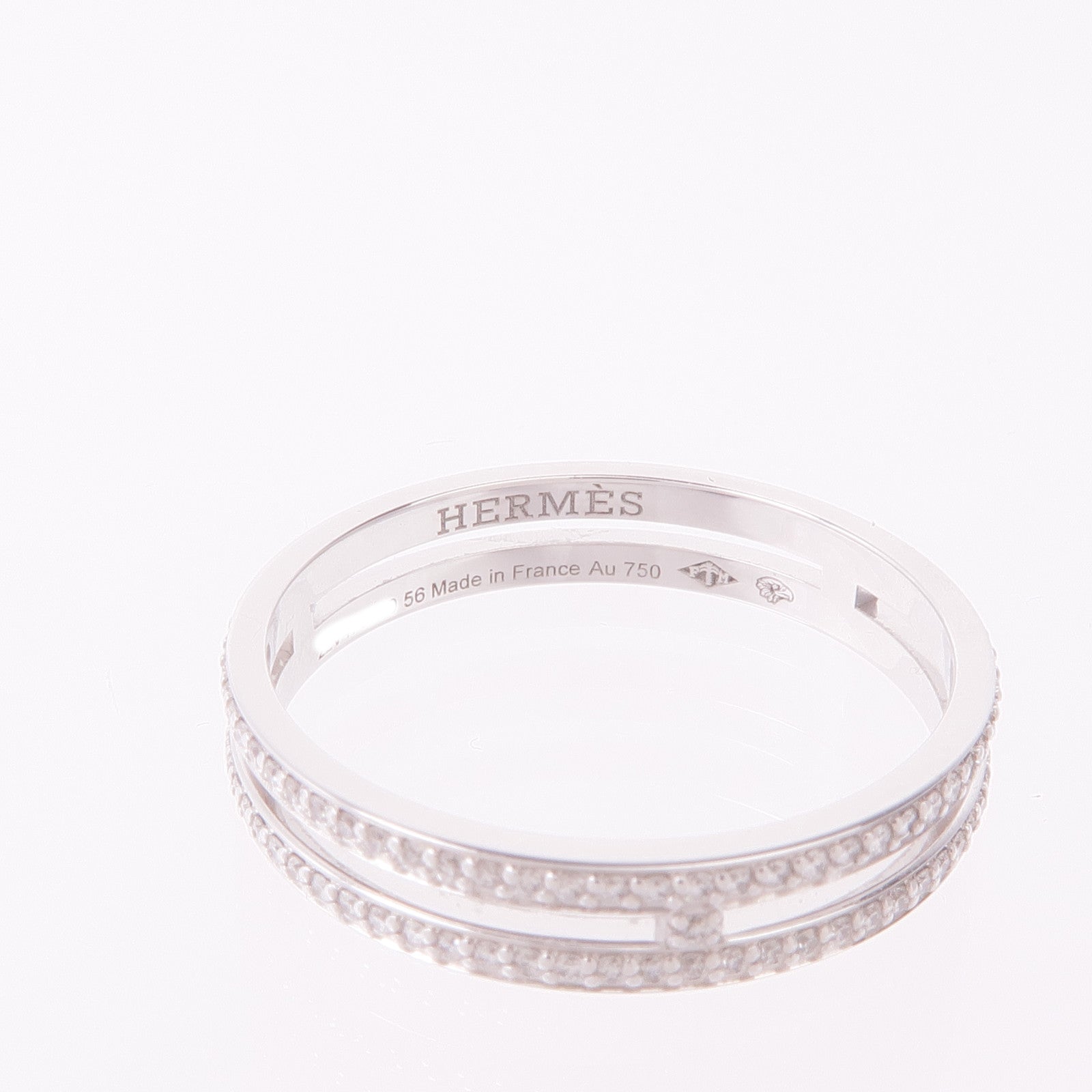 HERMES 18K白金Ariane Wedding Band鑽石戒指Hermes#56/US#7.5