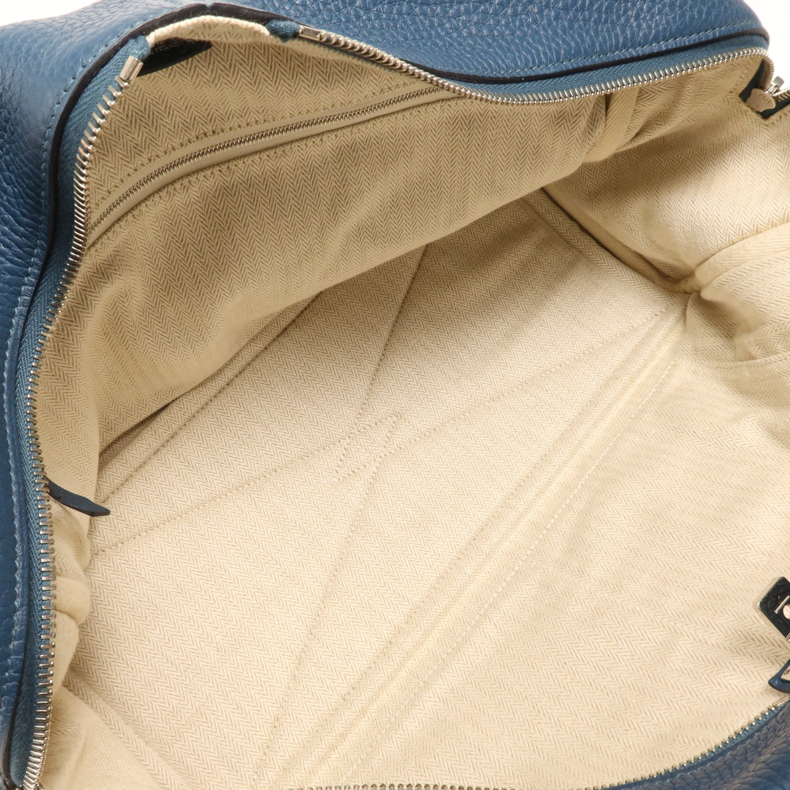 HERMES Clemence皮革Victoria 35銀扣手挽袋Cobalt