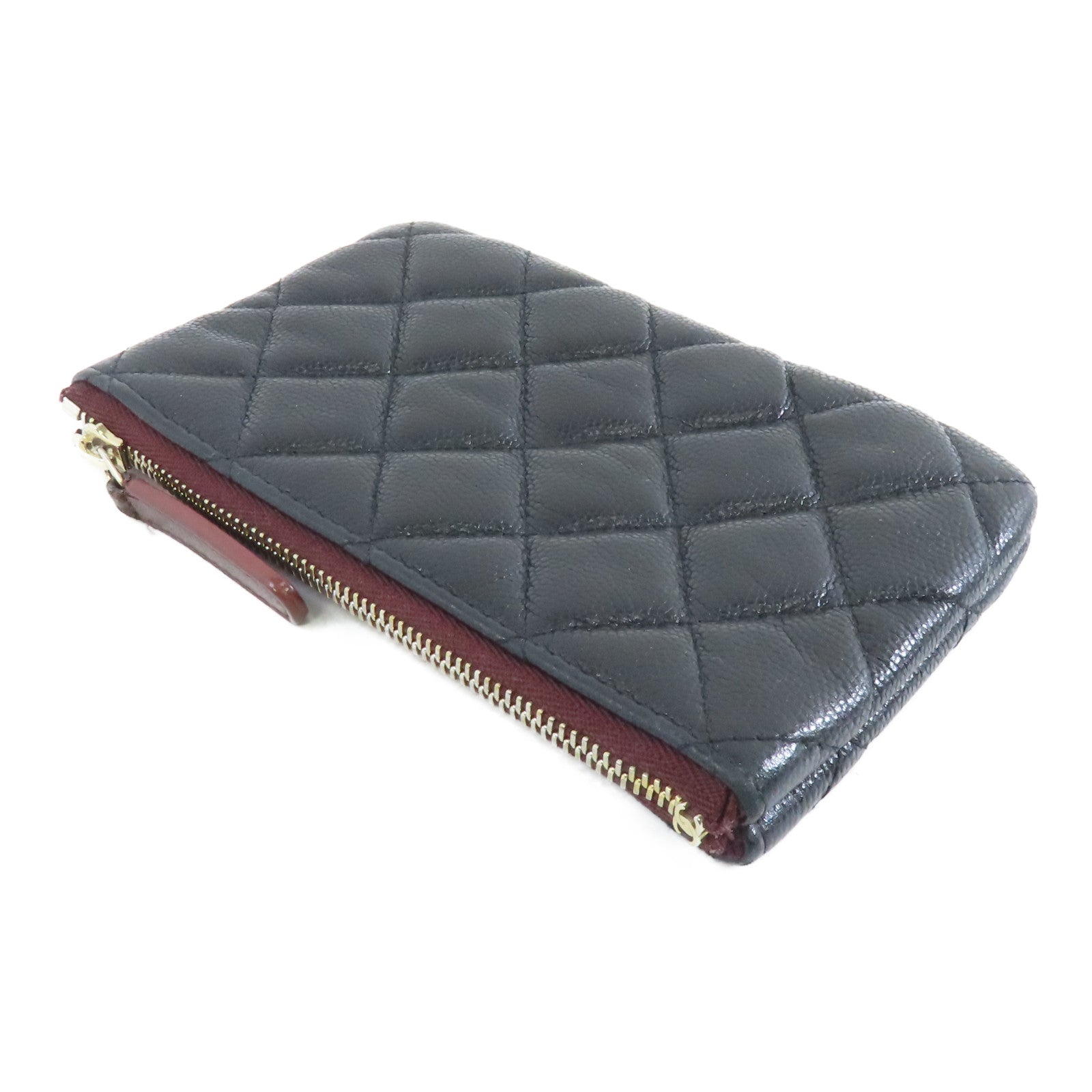 CHANEL 菱格Caviar皮革Clutch Bag金扣手拿包黑色