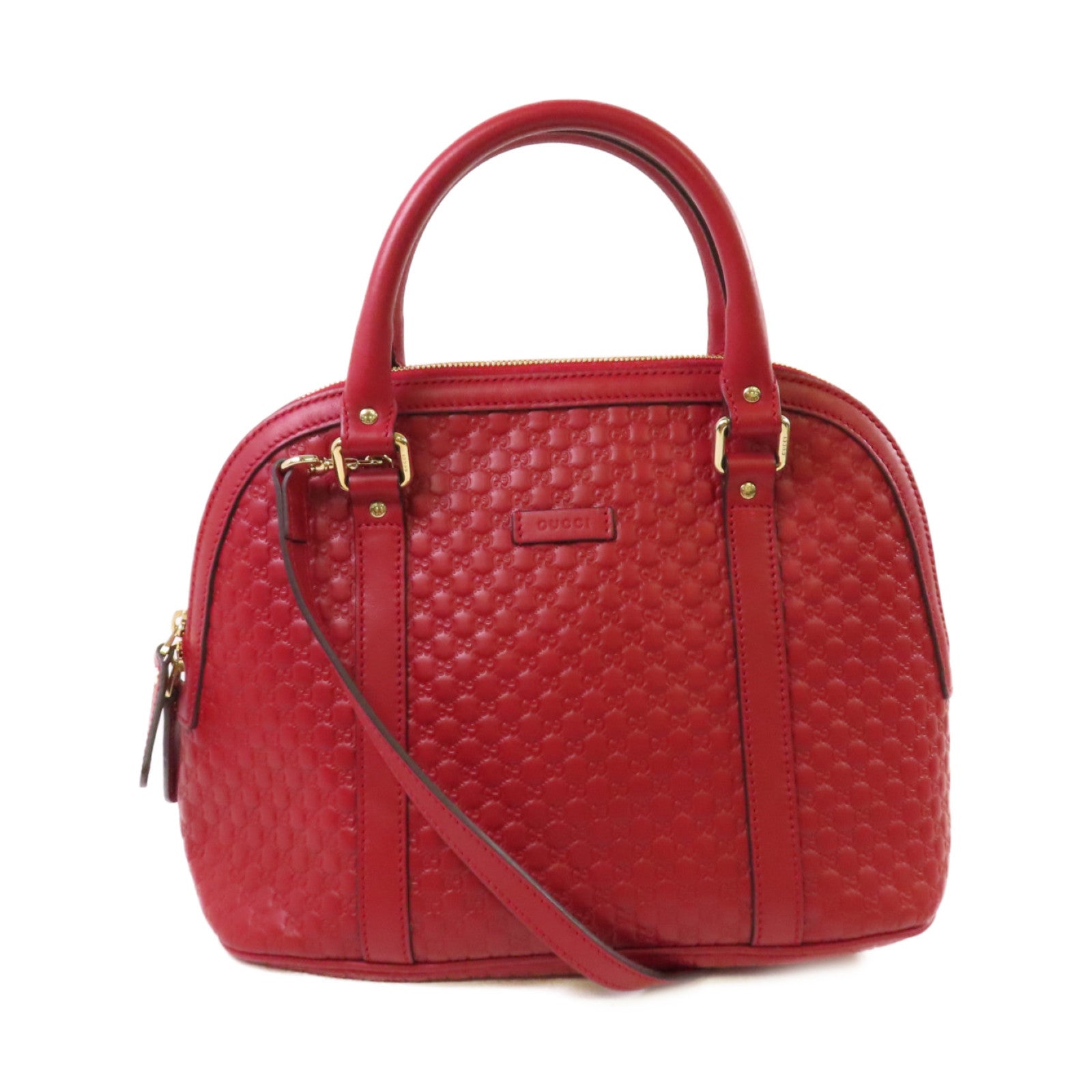 GUCCI 【激減優惠】牛皮皮革Micro Guccissima 2Way Shoulder Bag金扣手挽肩背兩用袋紅色