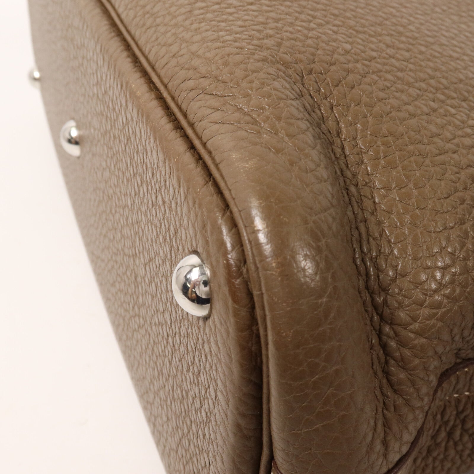 HERMES Clemence皮革Bolide 31手挽袋Etoupe