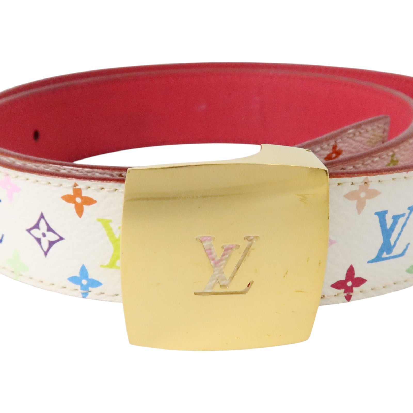 LOUIS VUITTON Monogram Multicolor Belt 85cm金扣腰帶