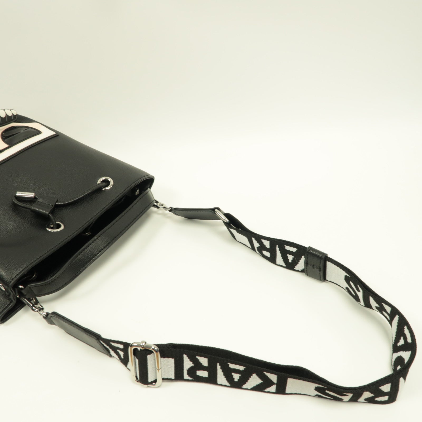 SELECTION 牛皮皮革2 Way Shoulder Bag銀扣手挽肩背兩用袋黑色