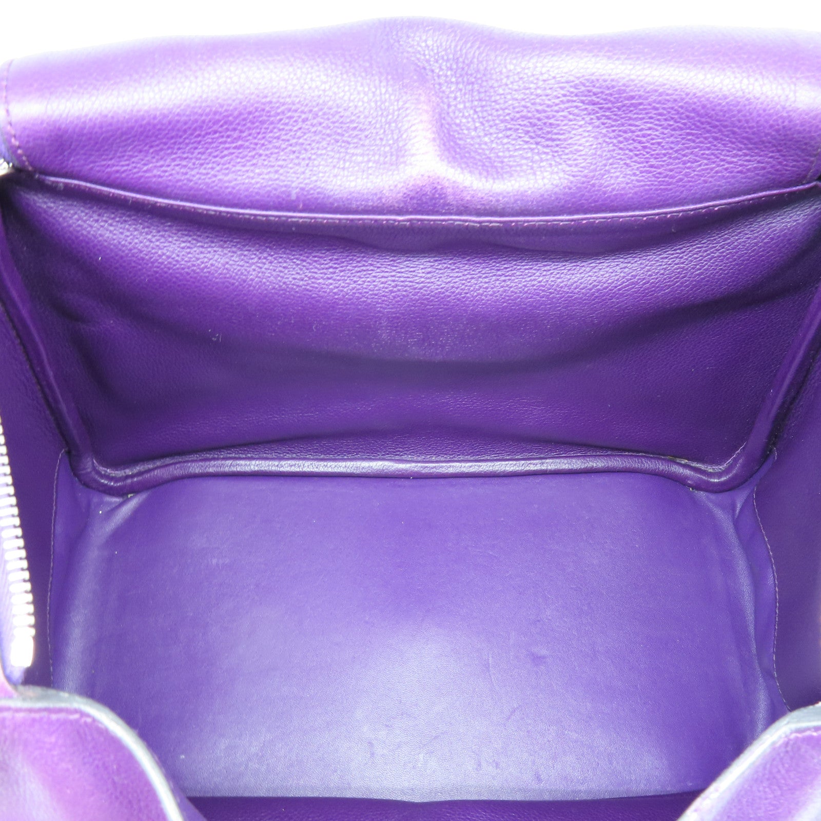 HERMES Evercolor Leather Lindy 30 Silver Buckle Handle Shoulder Backpack Alligator Purple