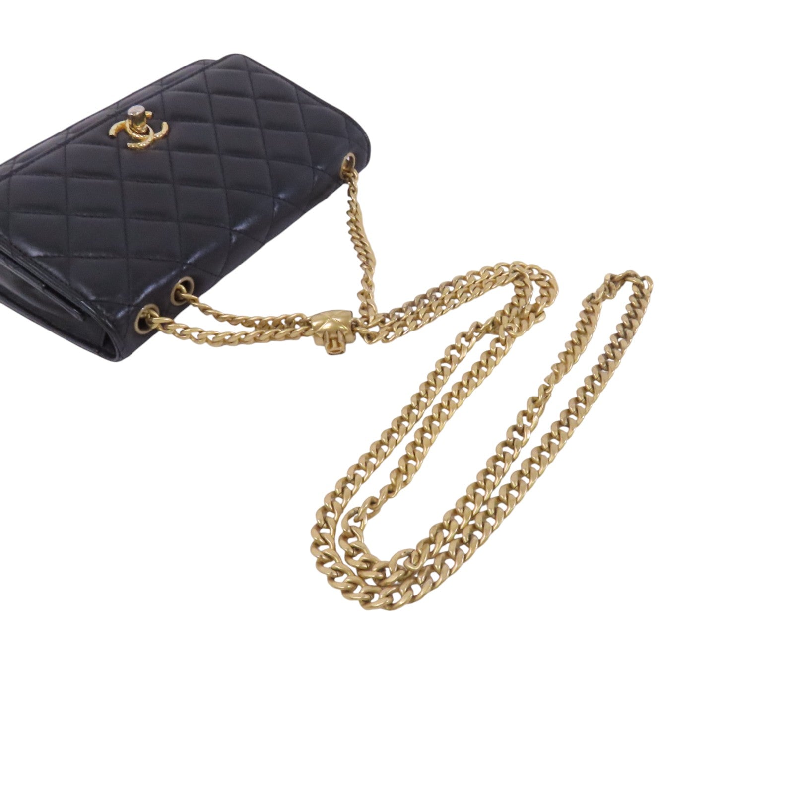 CHANEL 【激減優惠】羊皮皮革WOC Wallet On Chain金扣鏈帶肩背袋