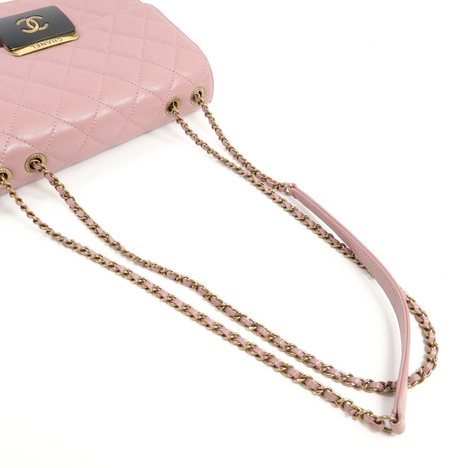 CHANEL 牛皮皮革Beauty Lock Flap Bag鏈帶肩背袋