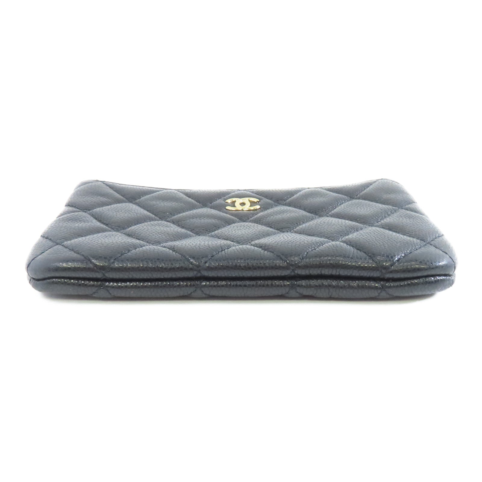 CHANEL 菱格Caviar皮革Clutch Bag金扣手拿包黑色