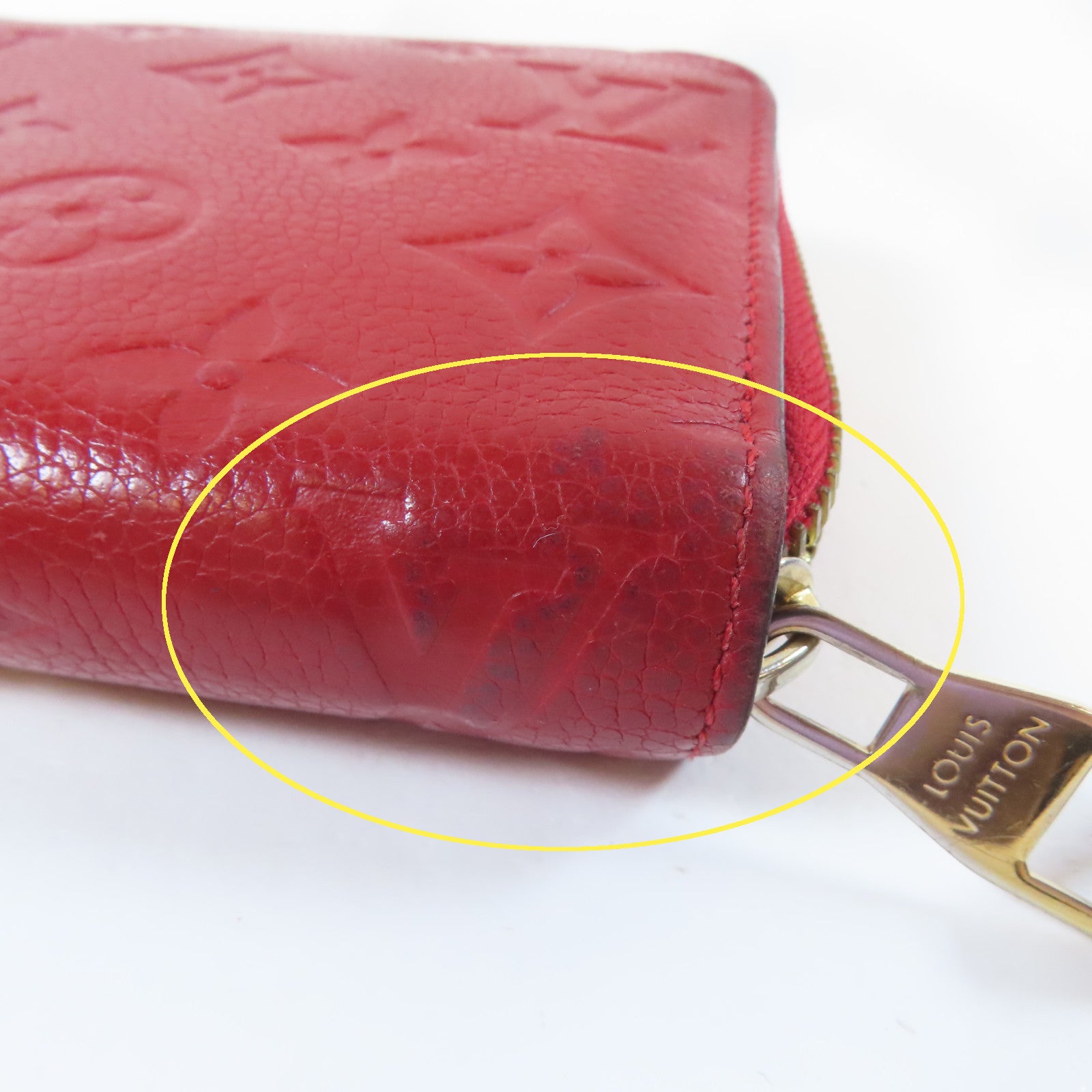 LOUIS VUITTON 【激減優惠】Monogram Empreinte Long Round Wallet金扣長錢包紅色