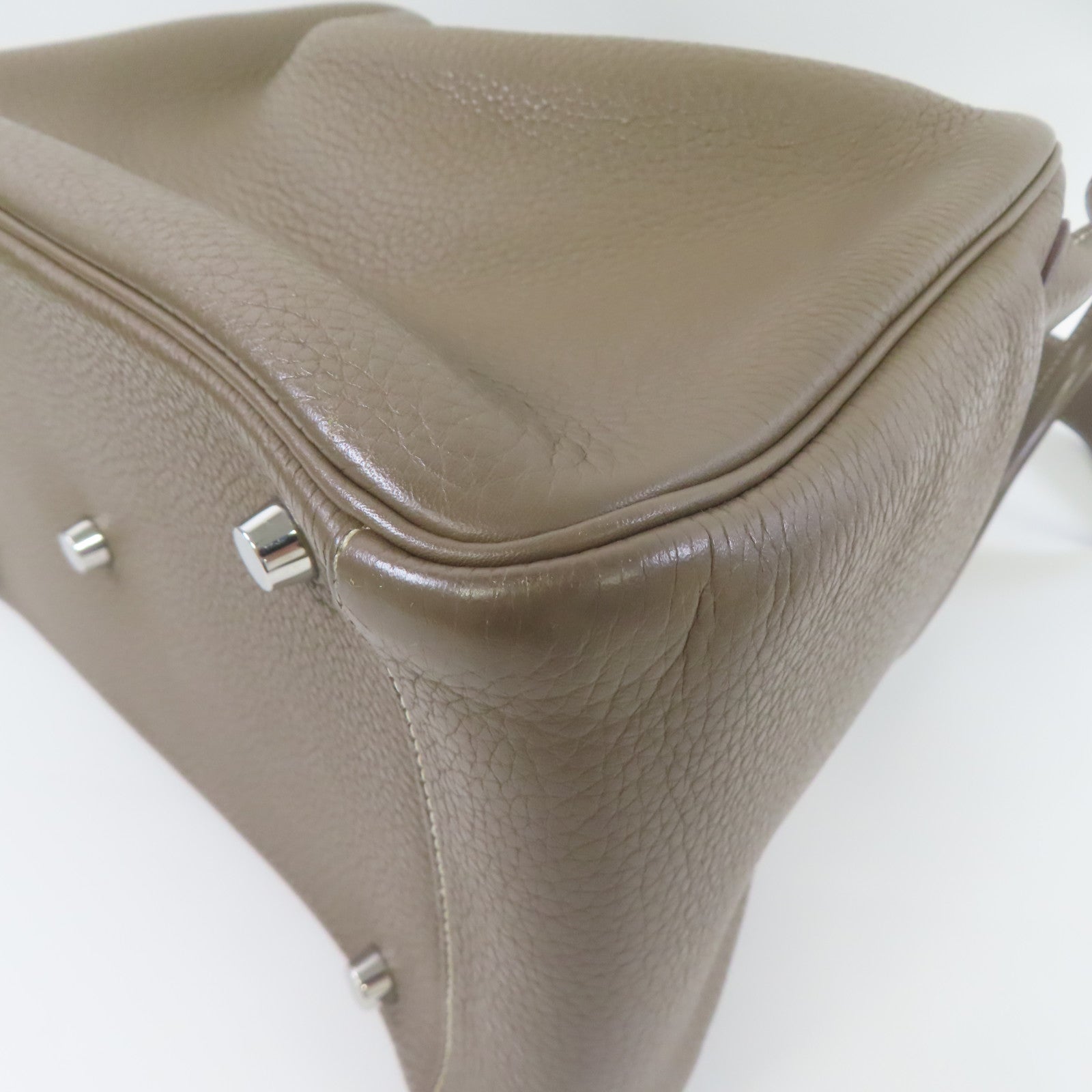 HERMES 【激減優惠】Clemence皮革Lindy 30銀扣肩背袋大象灰色