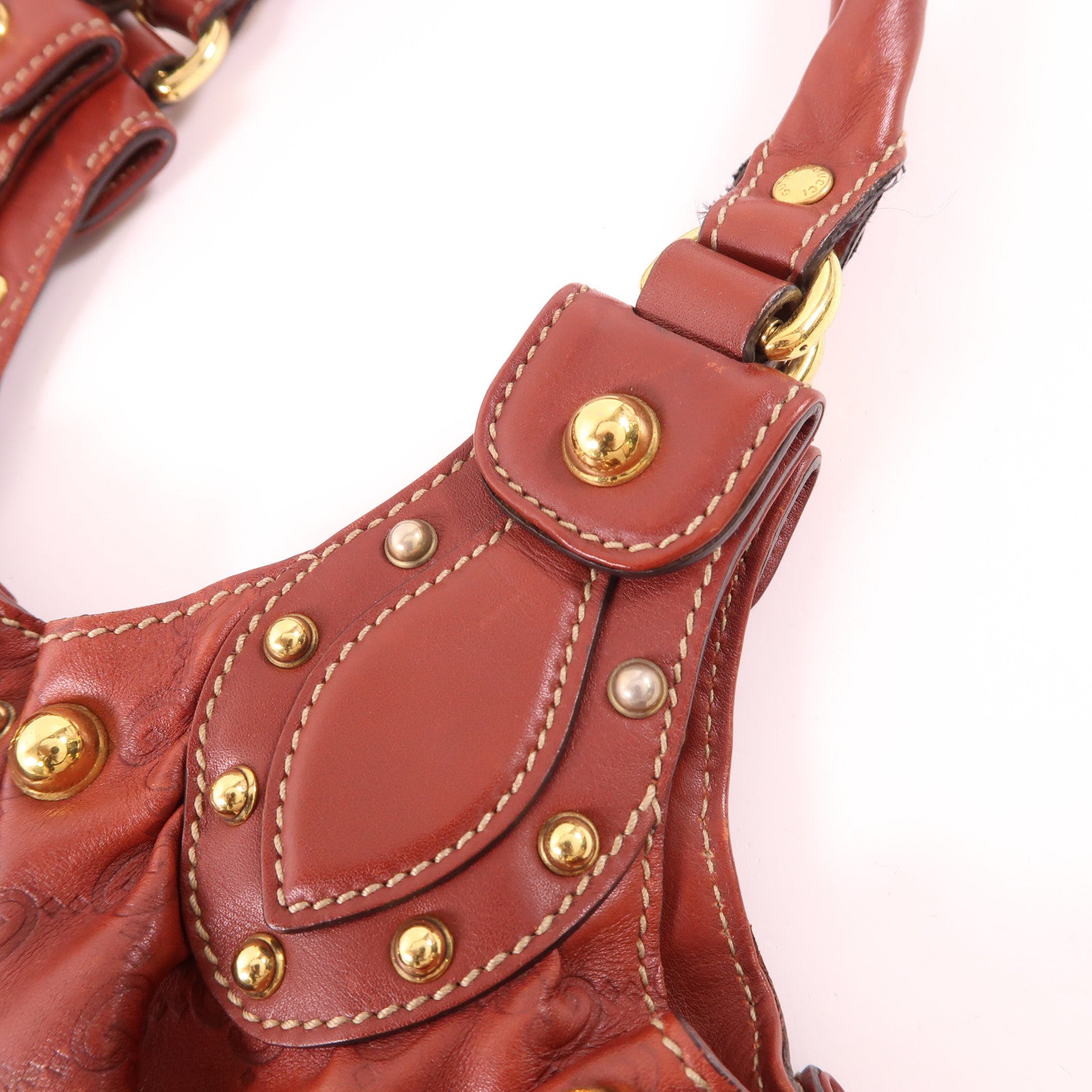 GUCCI 牛皮皮革Handbag金扣手挽袋