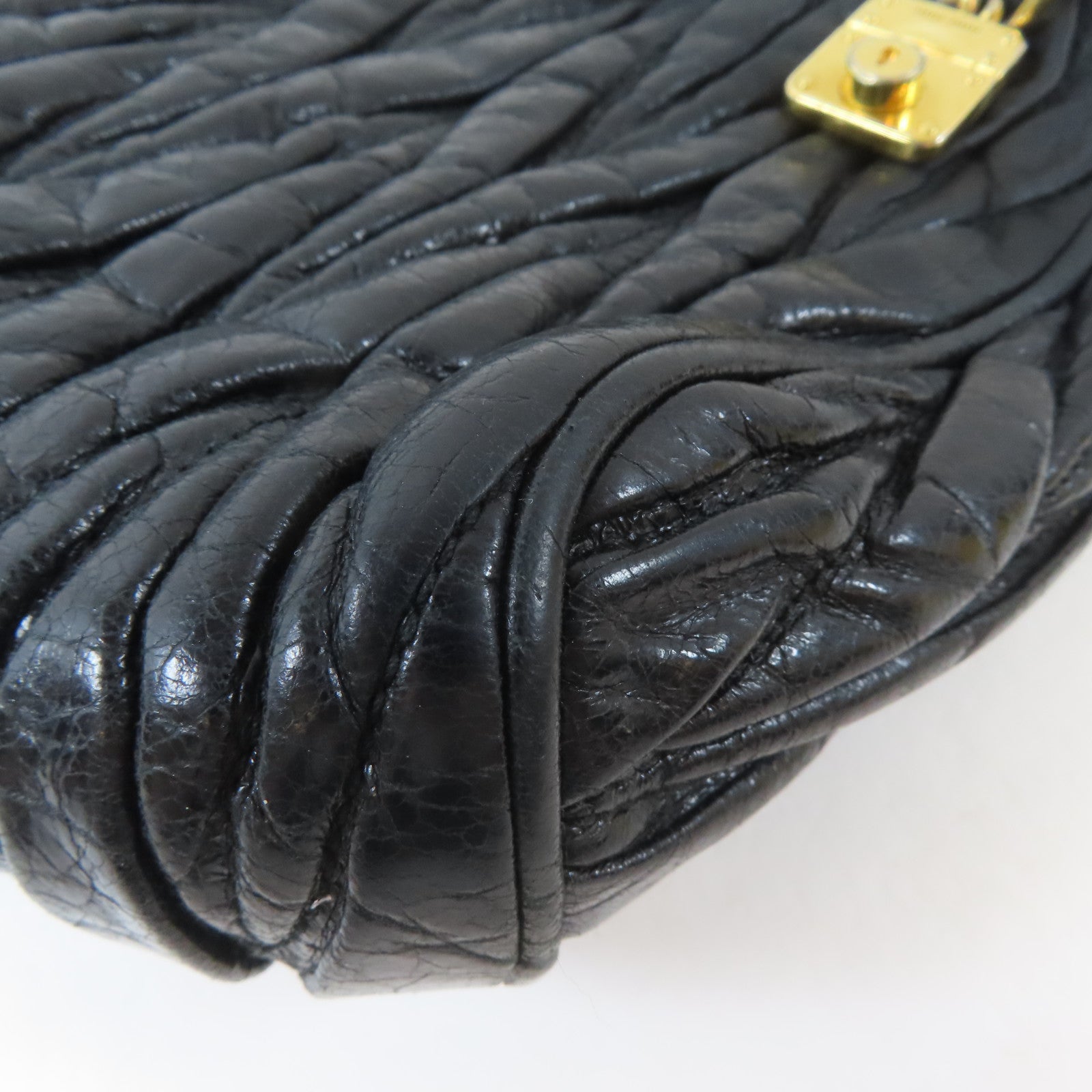Miu Miu 羊皮皮革Shoulder Bag金扣肩背袋黑色