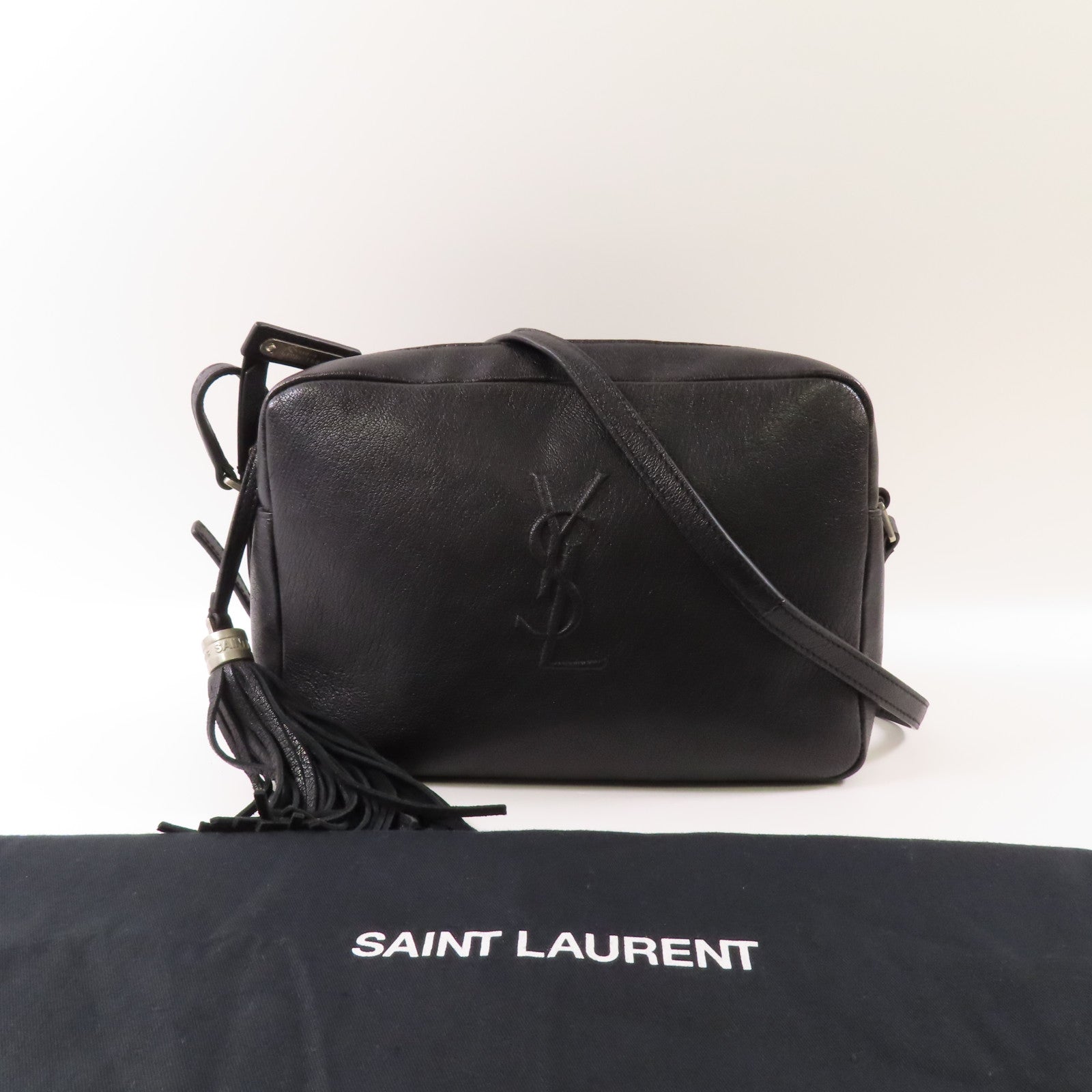 SAINT LAURENT 牛皮皮革Shoulder Bag銀扣肩背袋