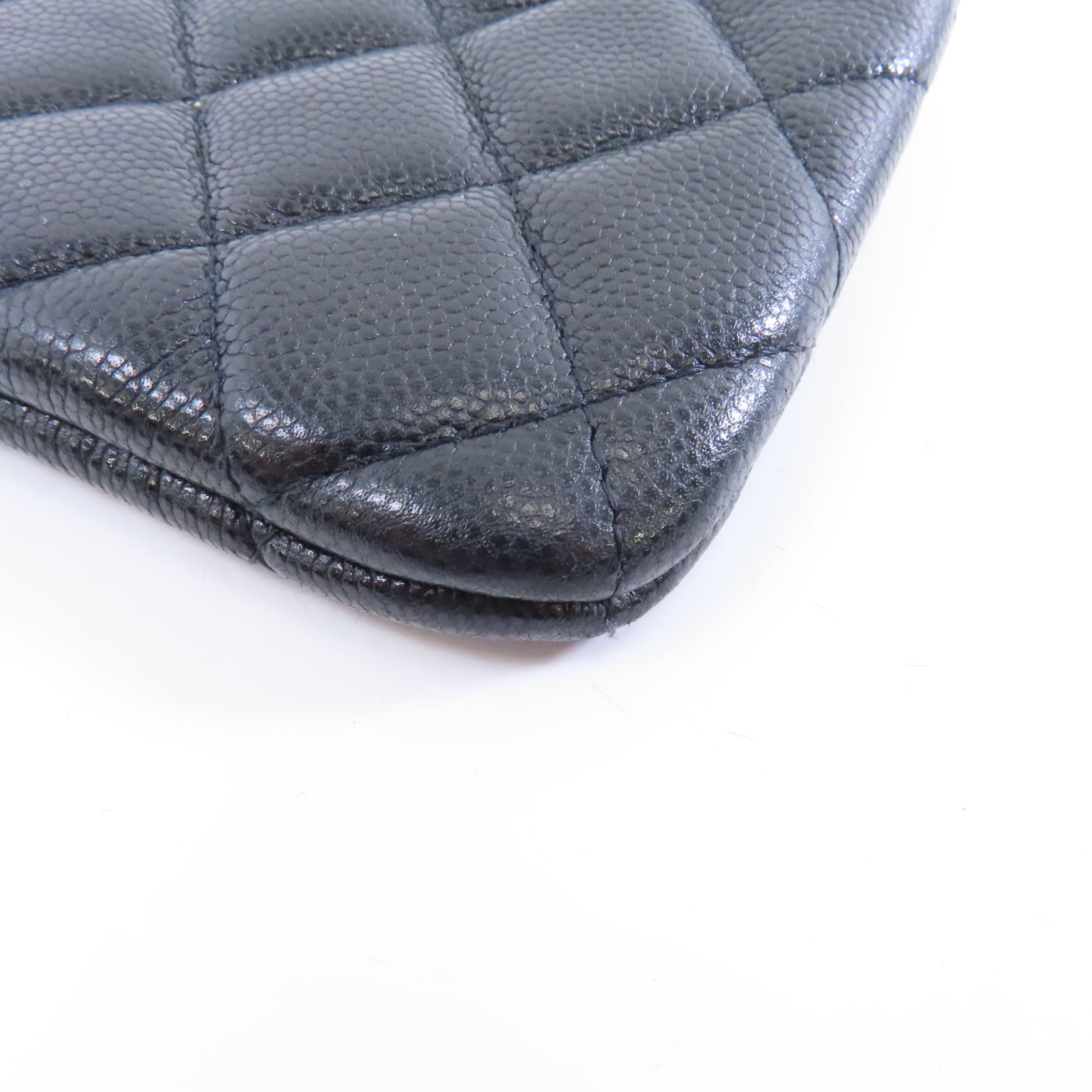 CHANEL 菱格Caviar皮革Clutch Bag金扣手拿包黑色