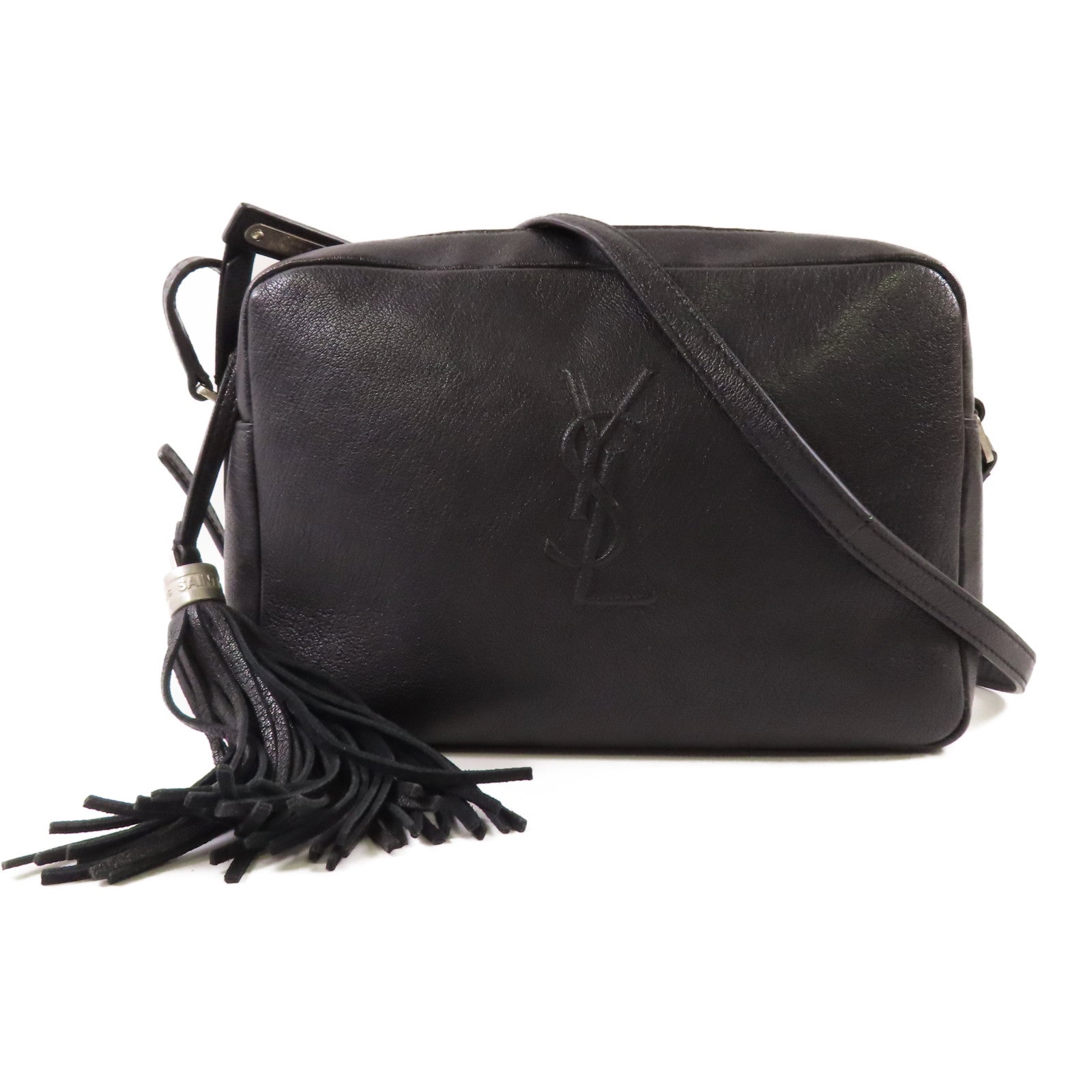 SAINT LAURENT 牛皮皮革Shoulder Bag銀扣肩背袋