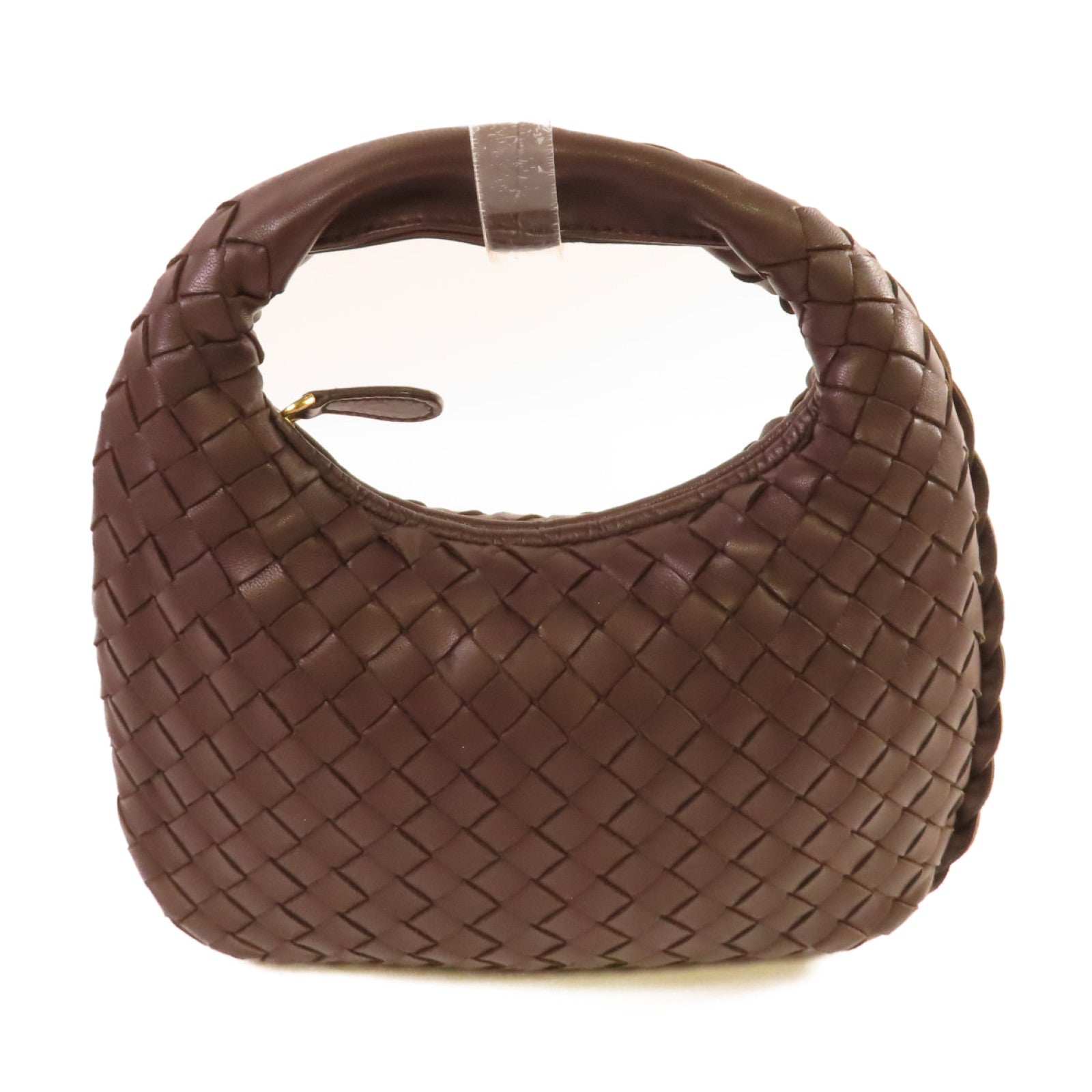 BOTTEGA VENETA 織紋皮革Handbag金扣手挽袋啡色
