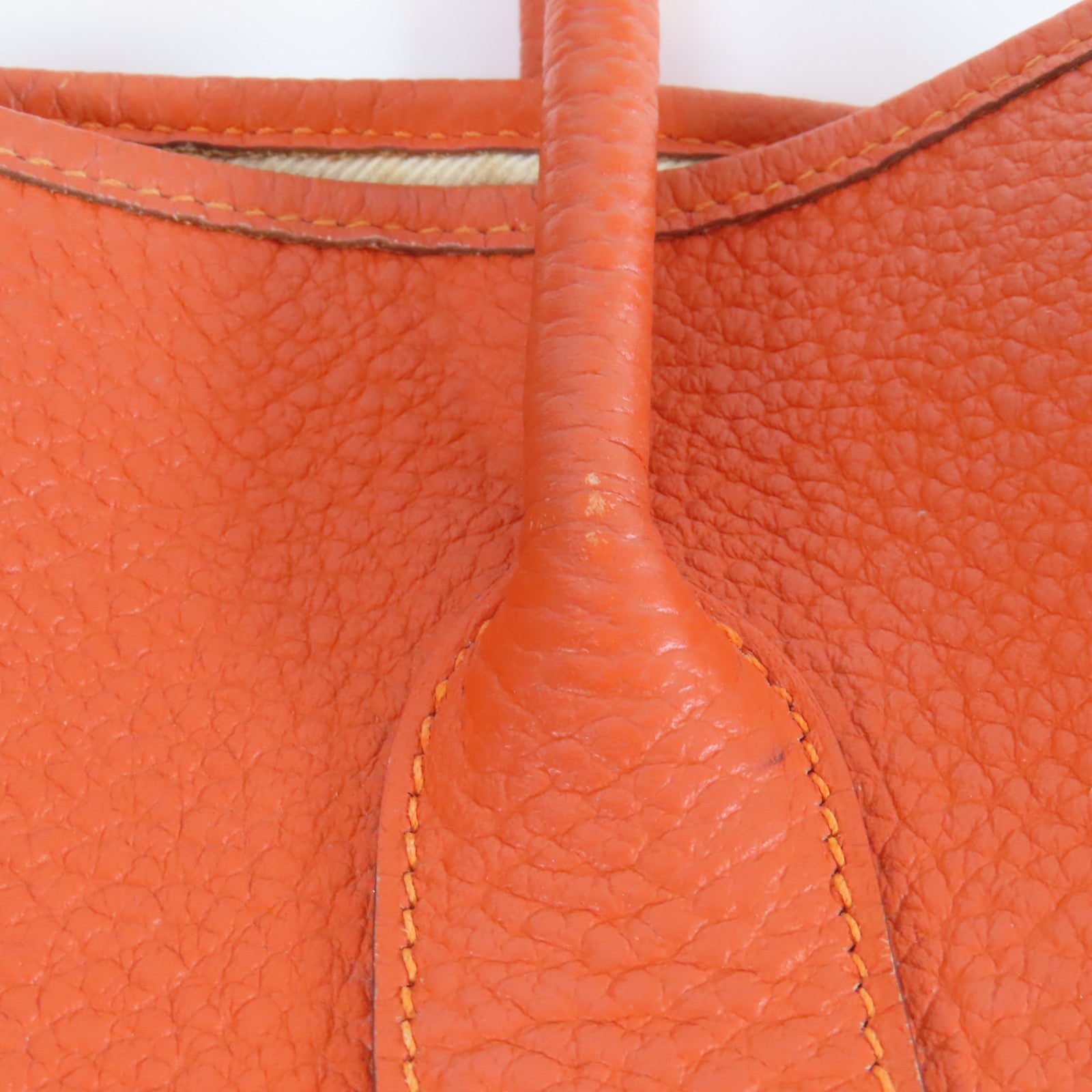 HERMES 【激減優惠】Country皮革Garden Party PM銀扣手挽袋橙色