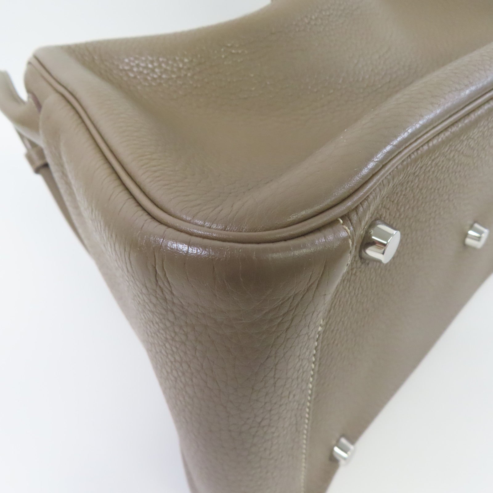 HERMES 【激減優惠】Clemence皮革Lindy 30銀扣肩背袋大象灰色
