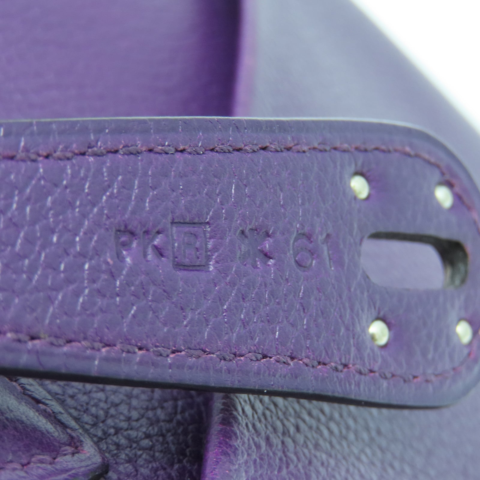 HERMES Evercolor Leather Lindy 30 Silver Buckle Handle Shoulder Backpack Alligator Purple