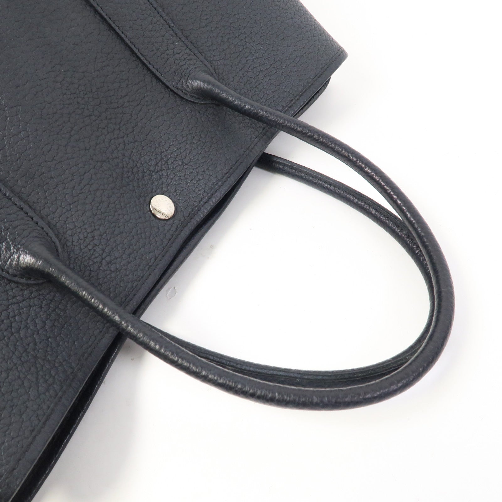 HERMES Negonda皮革Garden Party PM銀扣手挽袋Bleu Ocean/