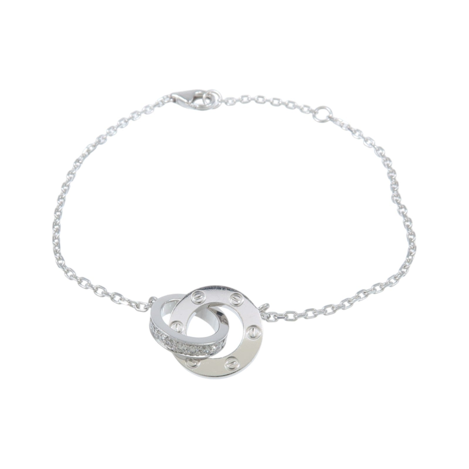 CARTIER 18K白金Love Bracelet On Chain Paved鑽石手鏈